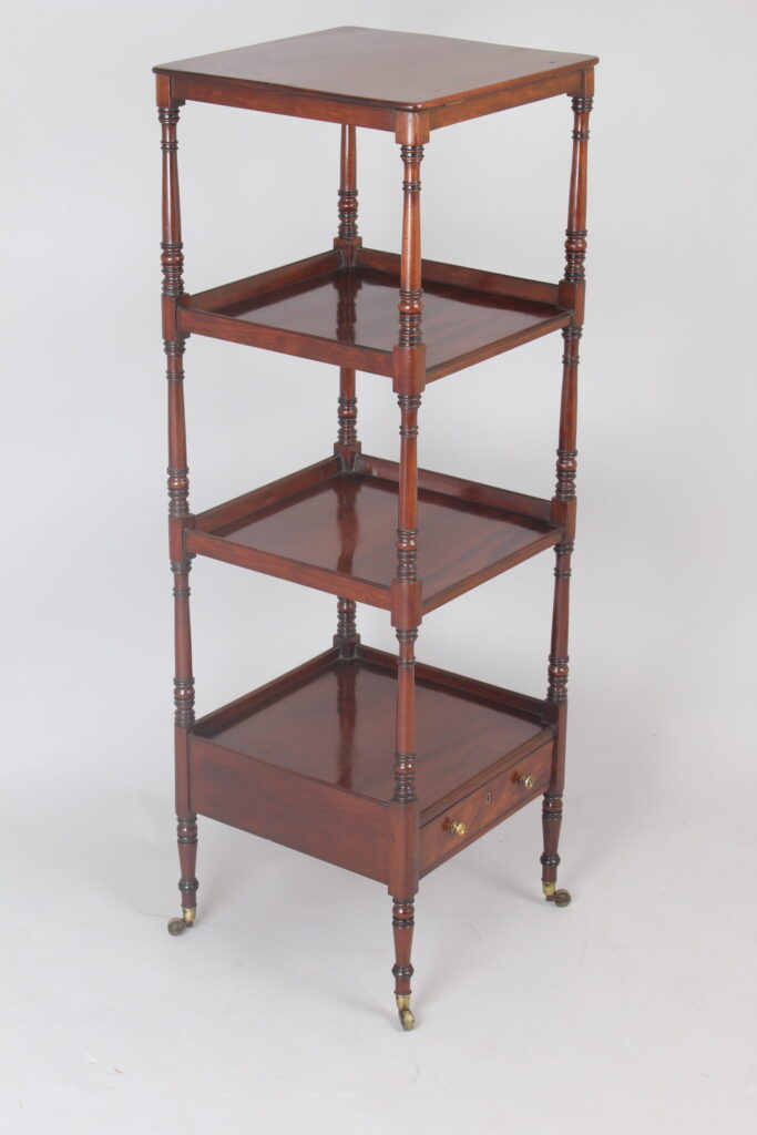 Early 19th century Regency period mahogany four tray whatnot