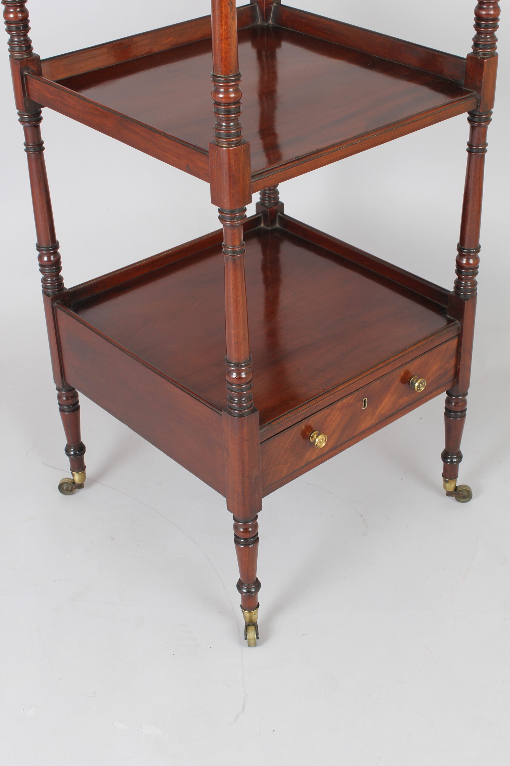 Early 19th century Regency period mahogany four tray whatnot