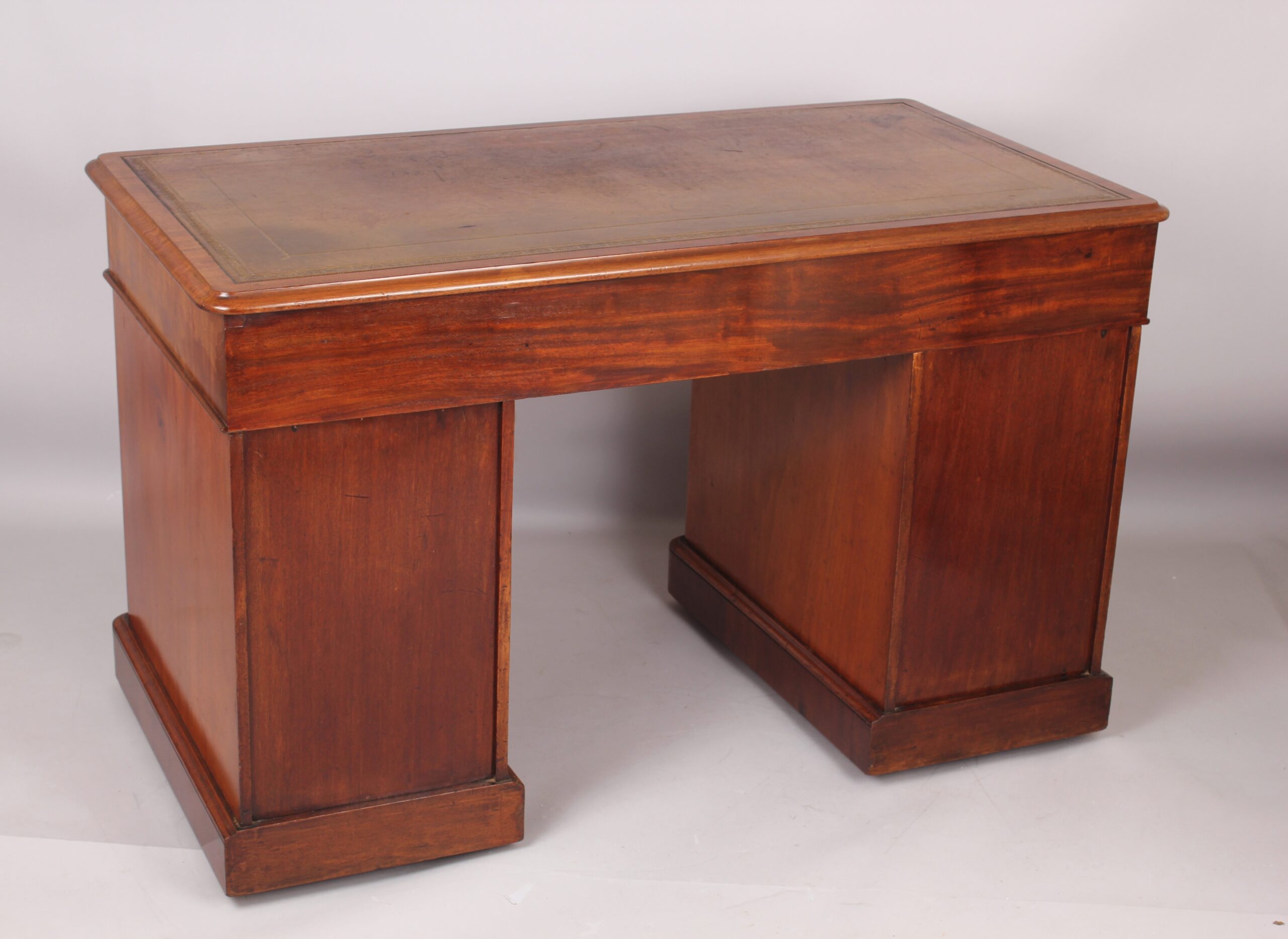 Mahogany three part pedestal desk