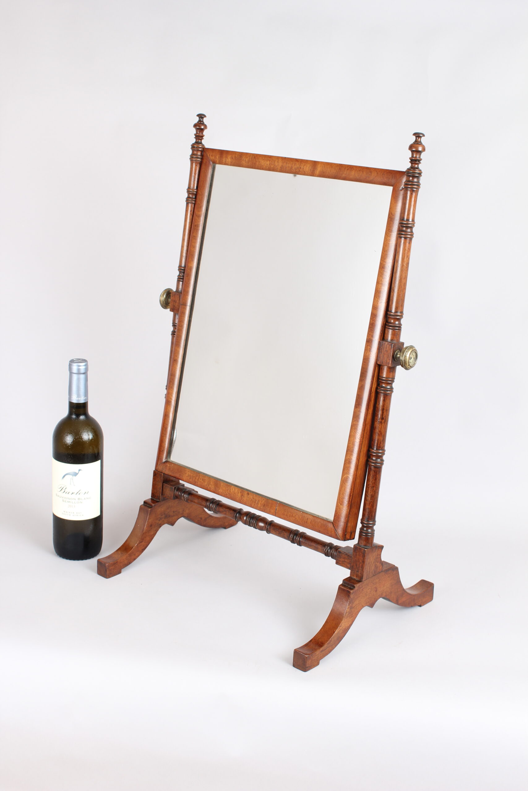 Mahogany dressing table mirror of cheval form