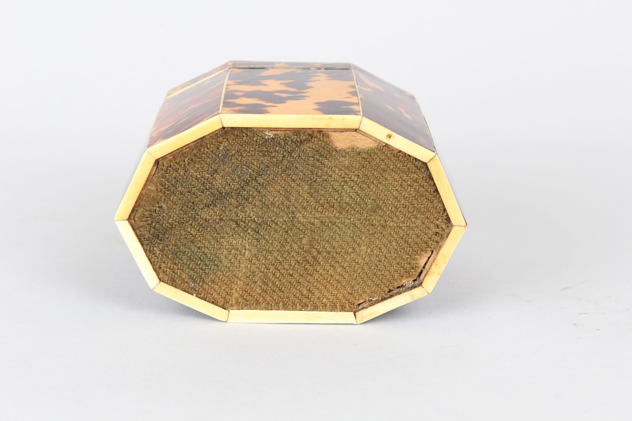 George III period decagonal tortoiseshell tea caddy