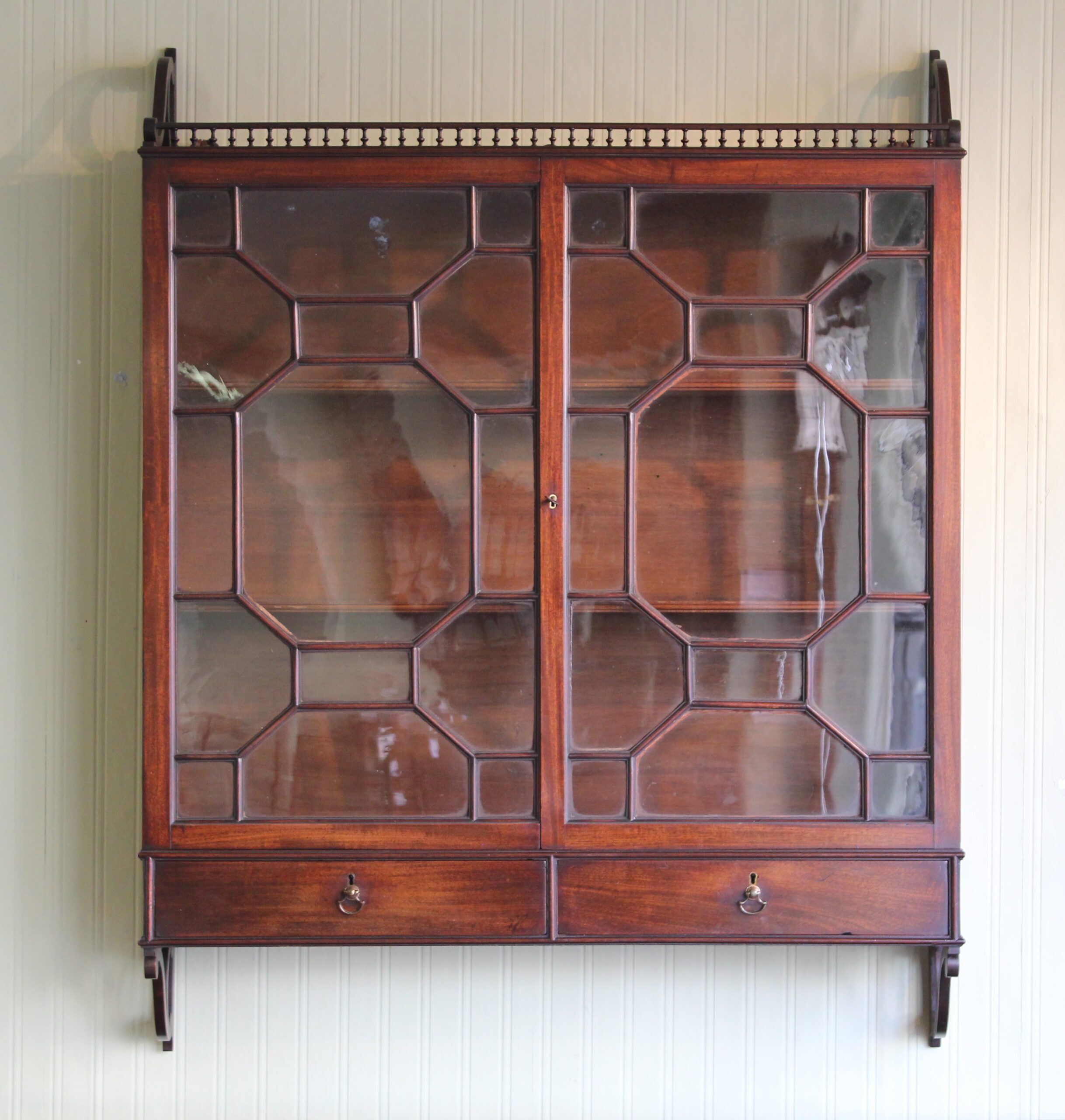 George III period wall-mounted mahogany display-cabinet