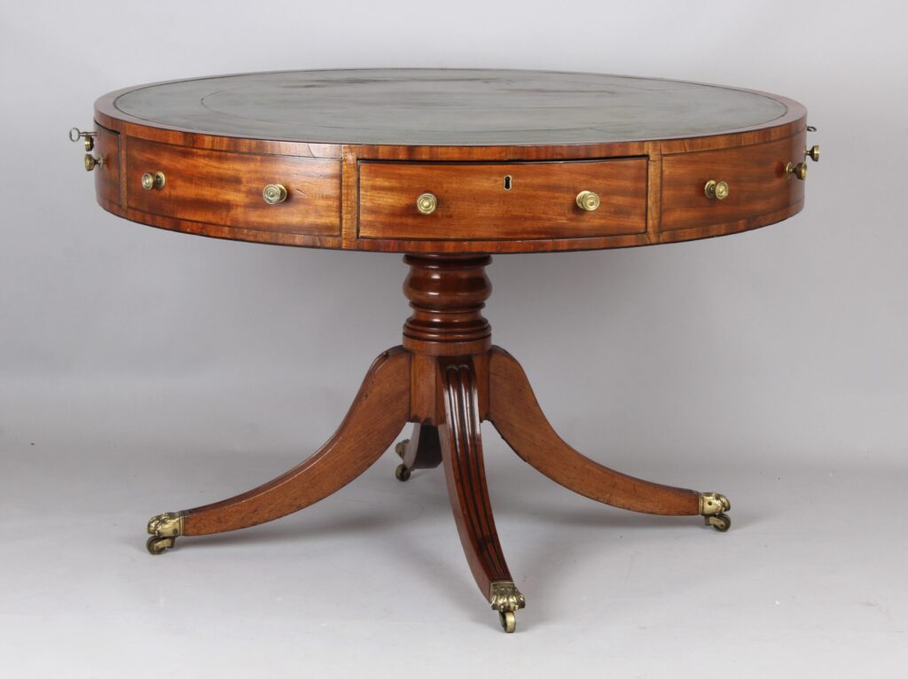 Regency period mahogany drum-top table