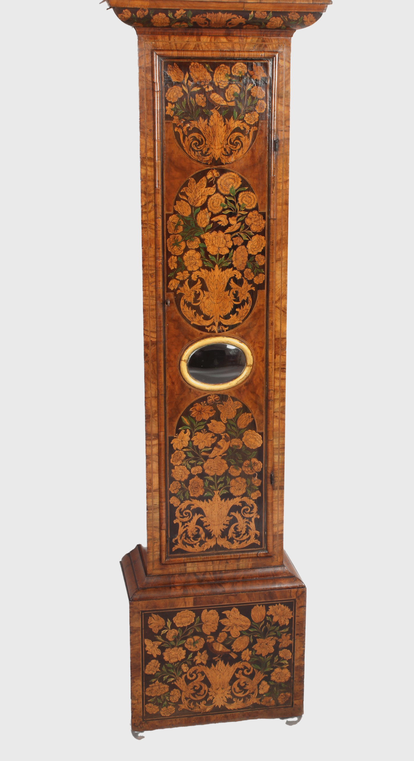 A walnut marquetry long-case clock