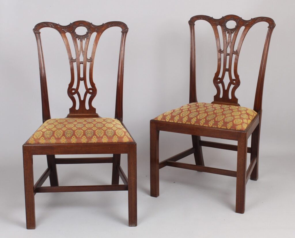 Pair of George III mahogany side chairs