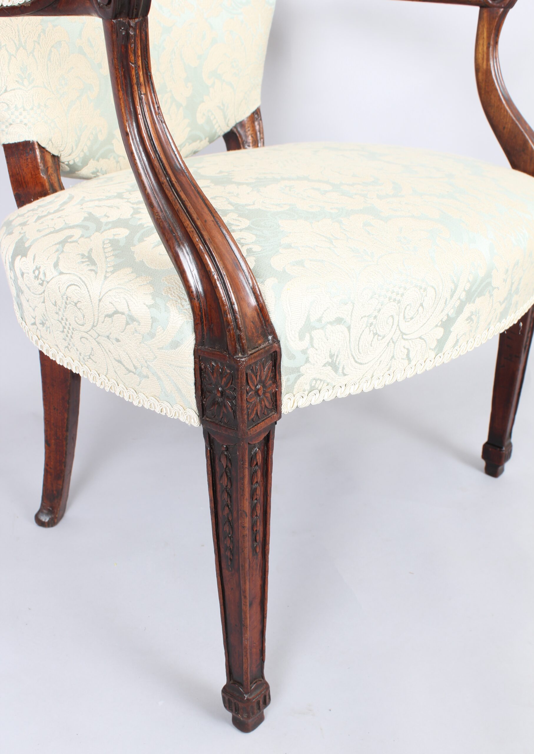 George III mahogany lady’s open armchair