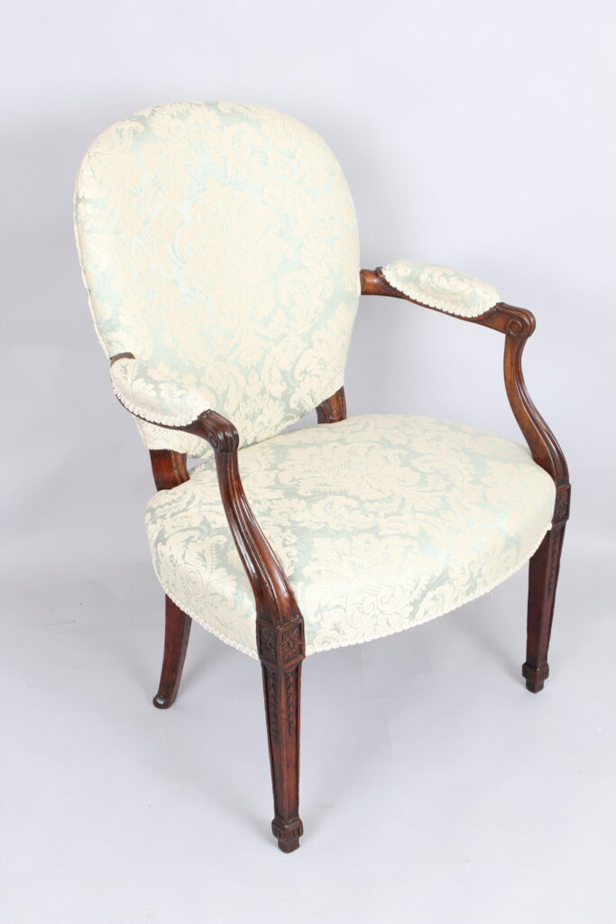 George III mahogany lady’s open armchair
