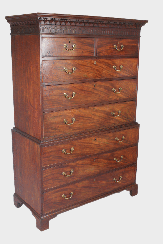 George III period mahogany tallboy / chest on chest