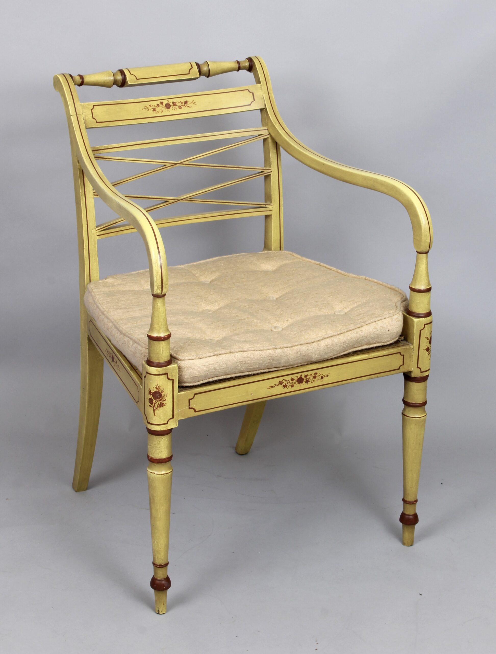 A pair of Regency painted elbow-chairs