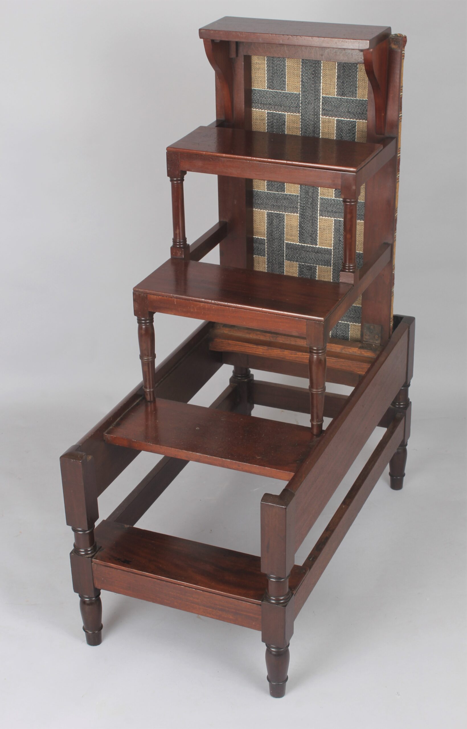 Rare early 19th century mahogany metamorphic library steps stool