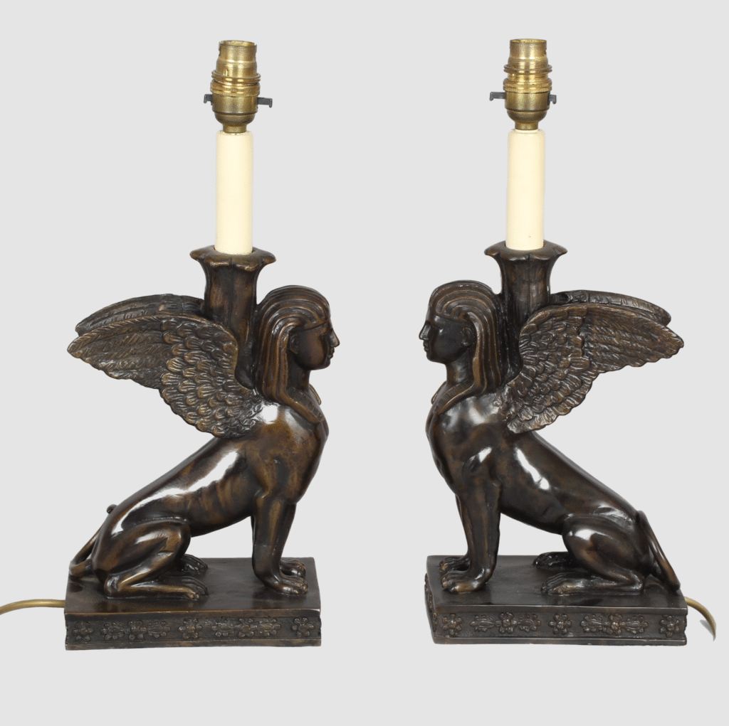 Pair of fine quality bronzed winged sphinx