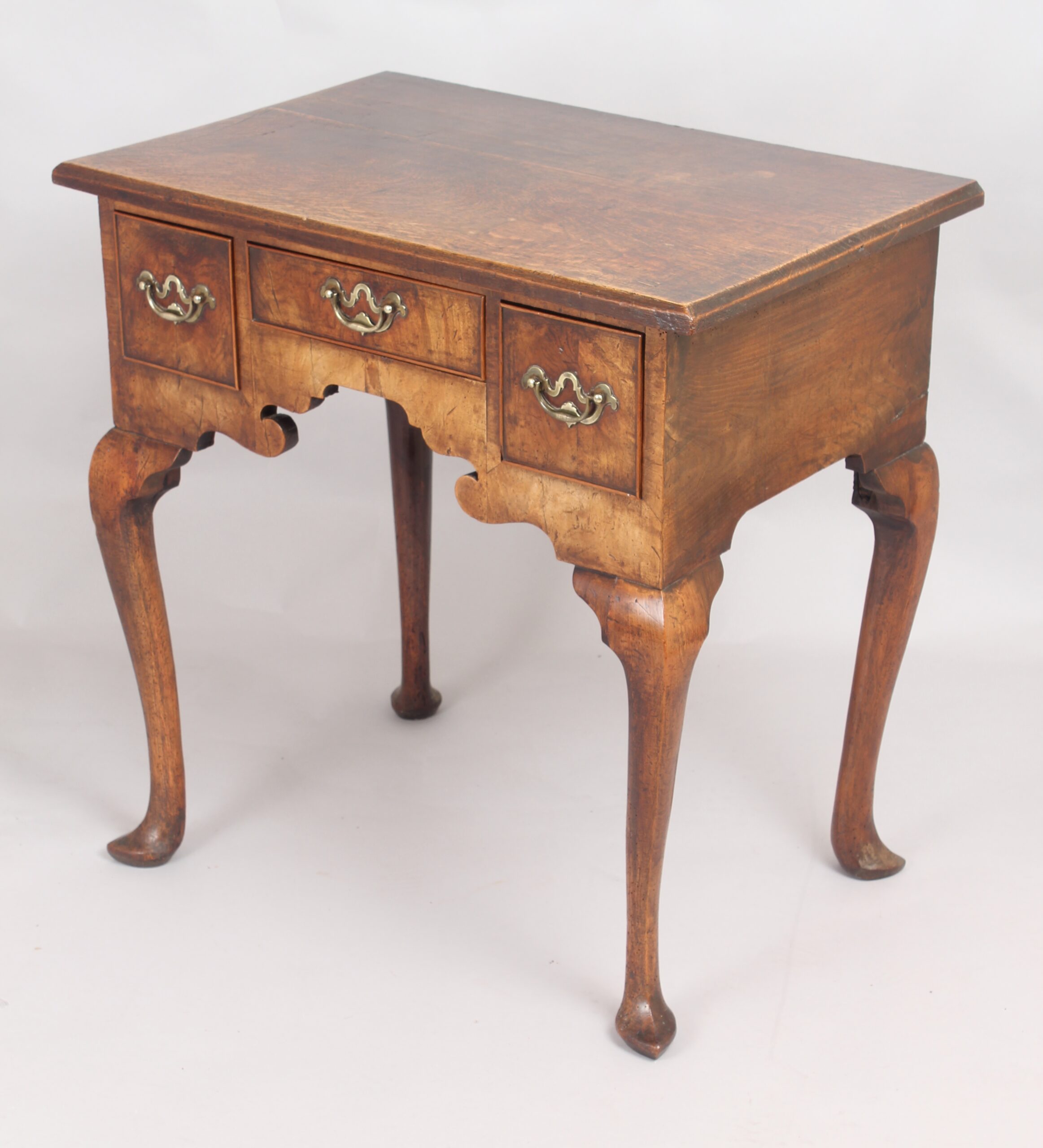George II period walnut and oak lowboy