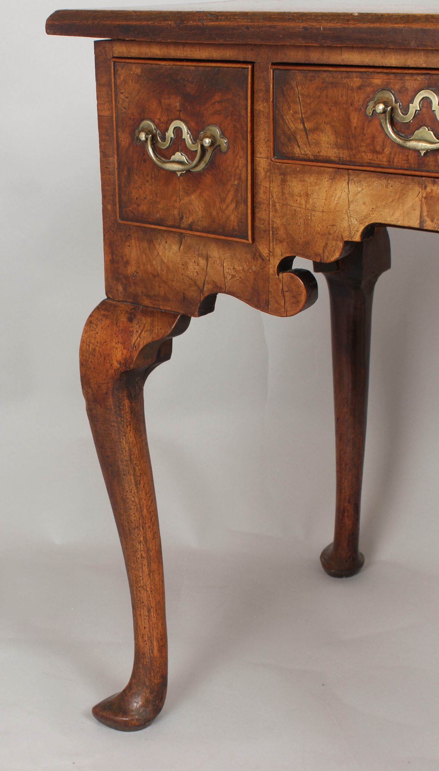 George II period walnut and oak lowboy