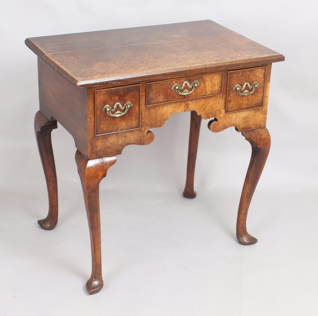 George II period walnut and oak lowboy