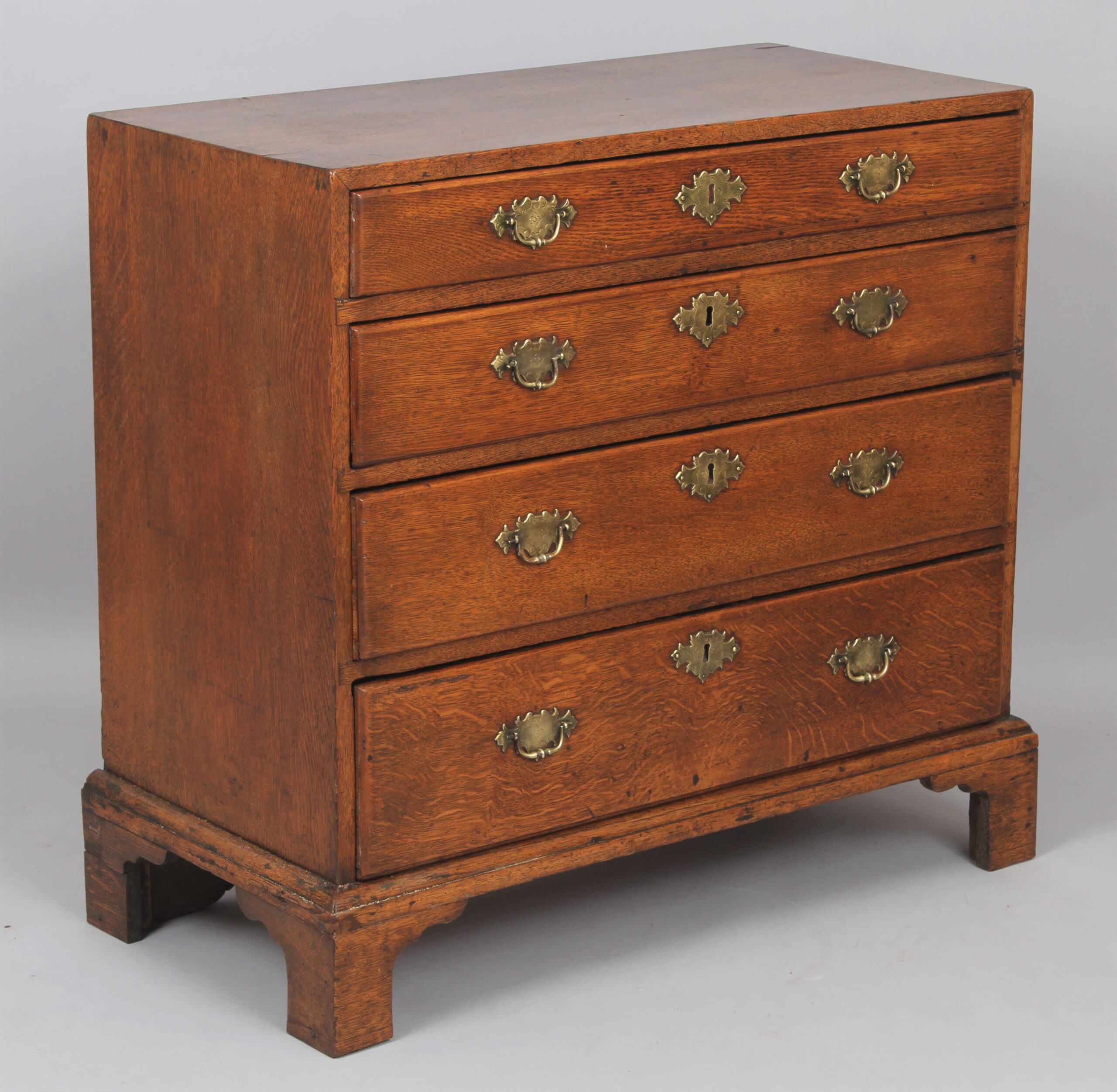 Rare George II period oak chest of drawers of diminutive size