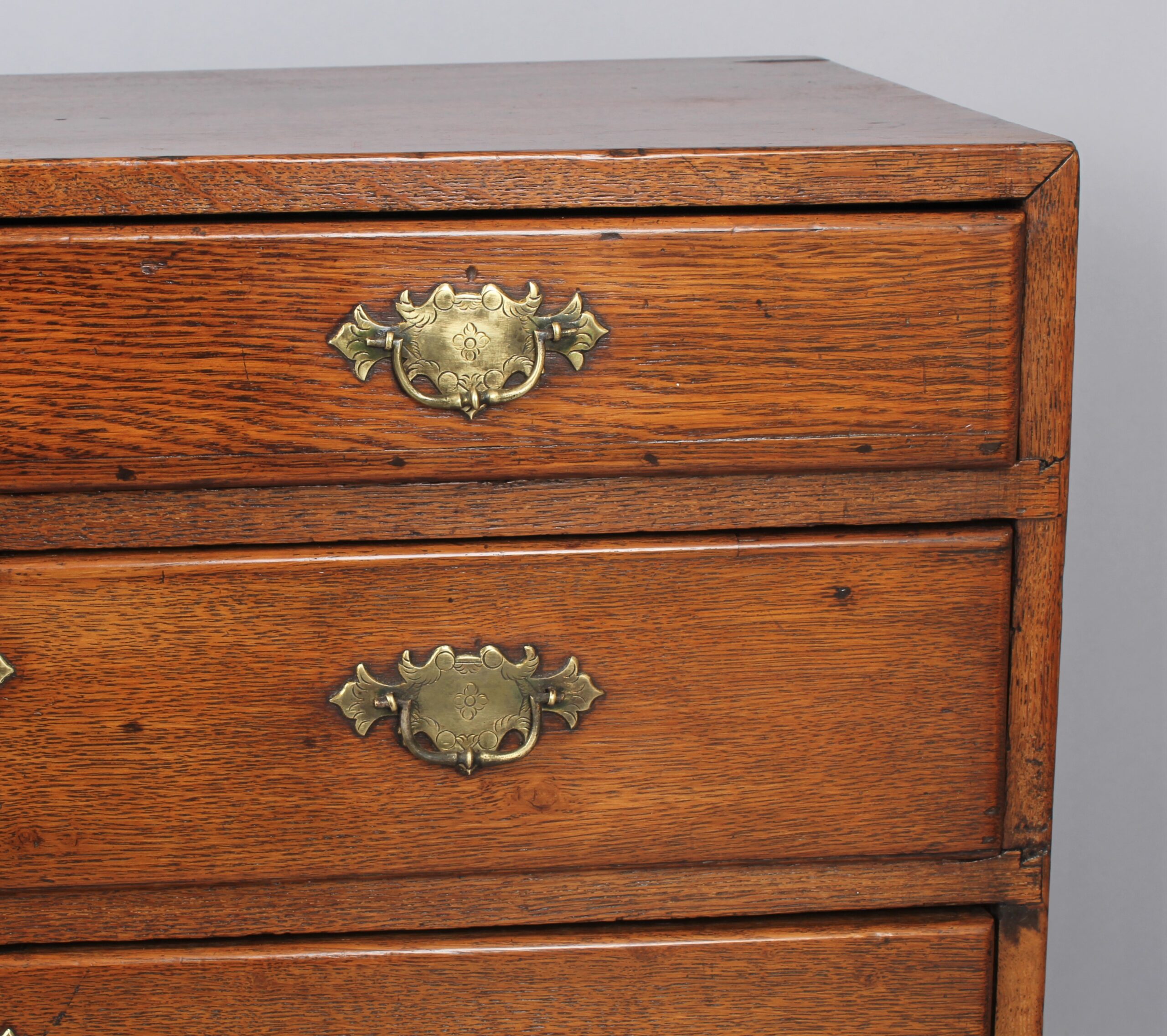 Rare George II period oak chest of drawers of diminutive size