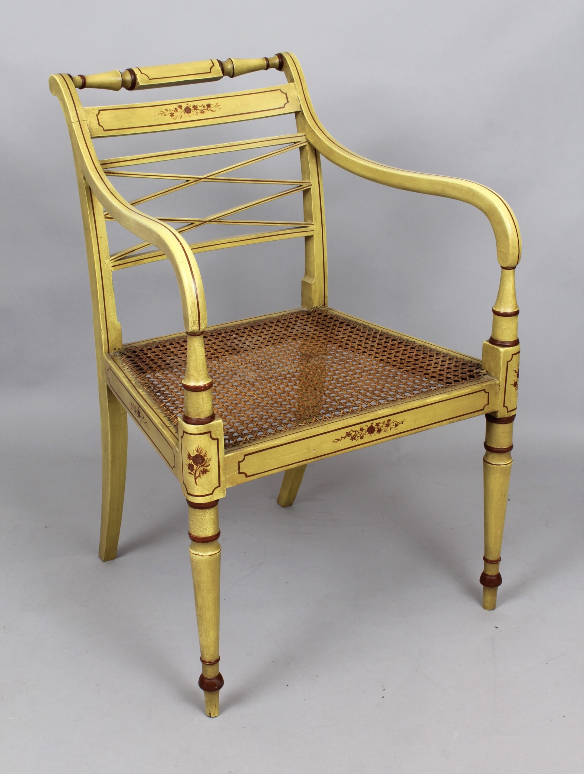 A pair of Regency painted elbow-chairs