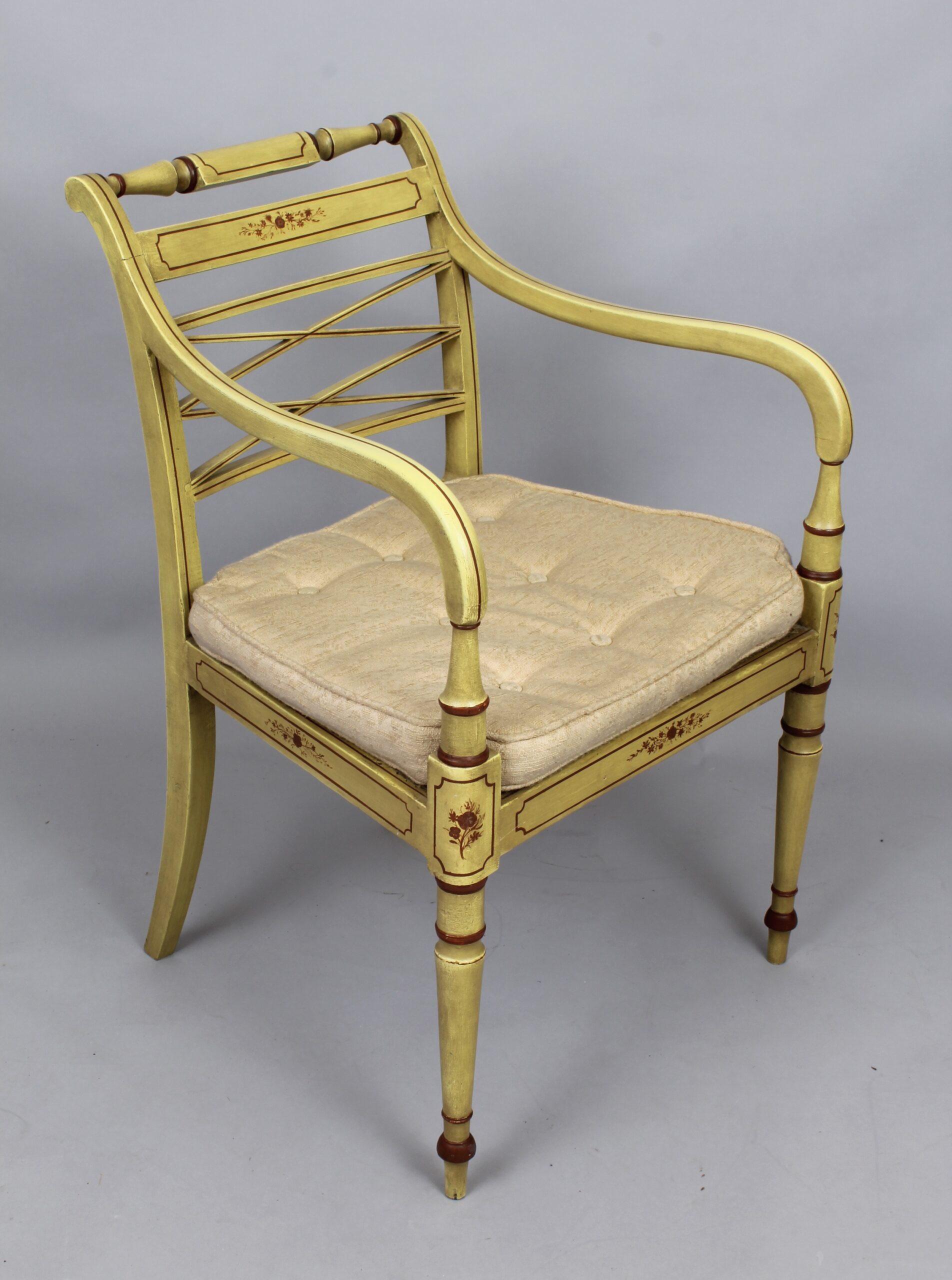 A pair of Regency painted elbow-chairs