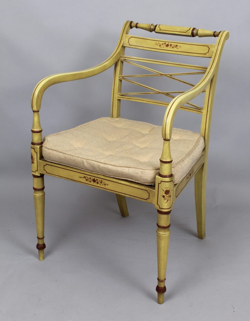 A pair of Regency painted elbow-chairs