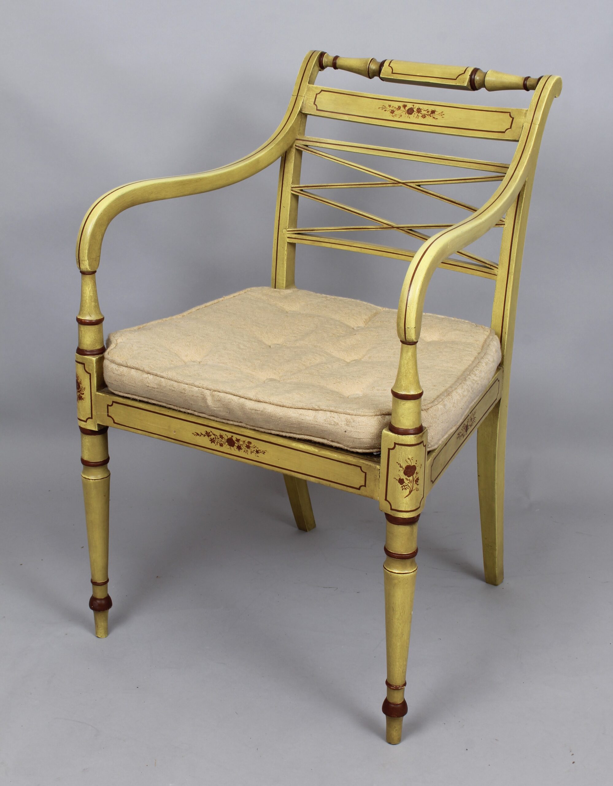 A pair of Regency painted elbow-chairs