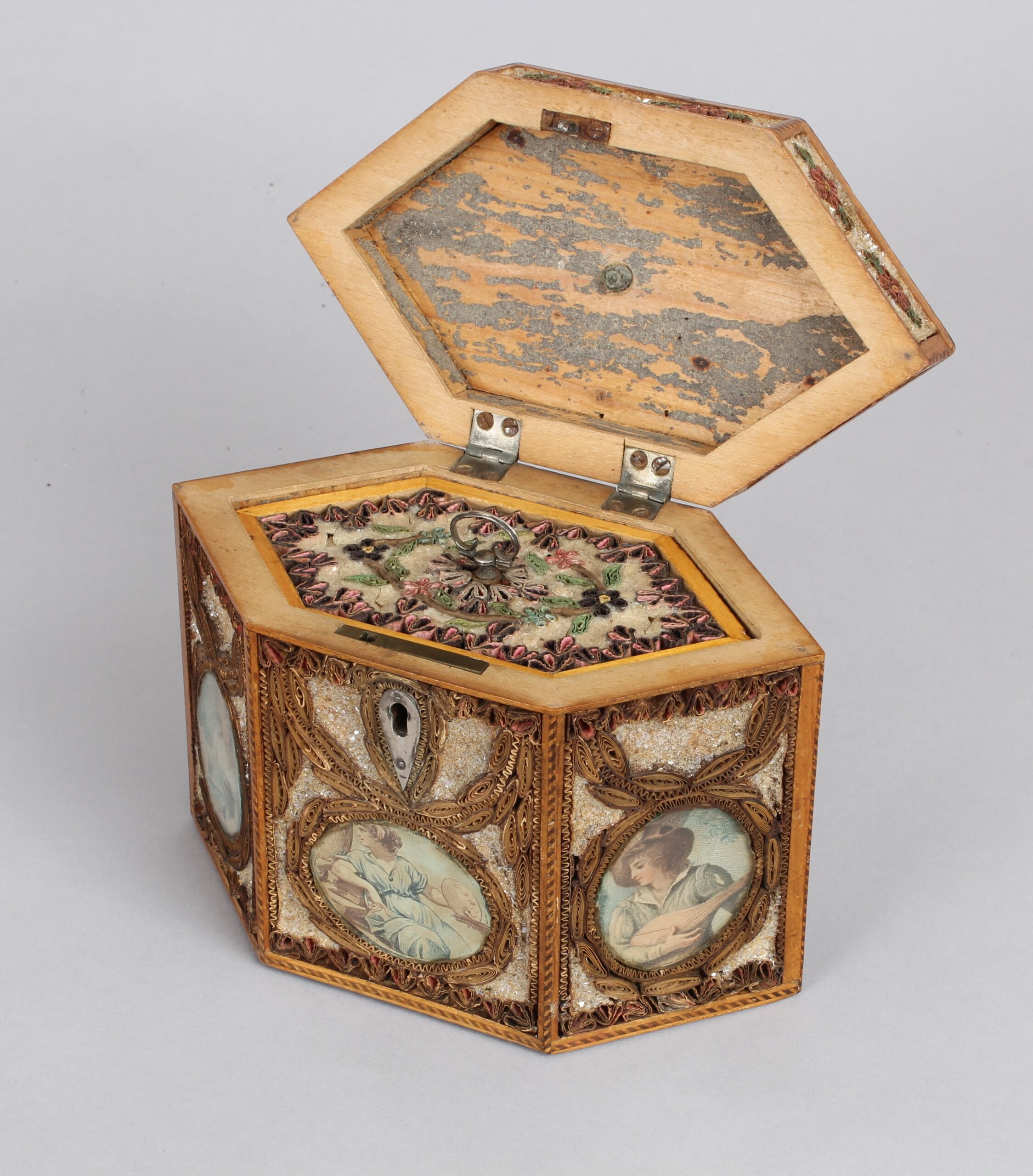 Fine George III period rolled paper tea caddy
