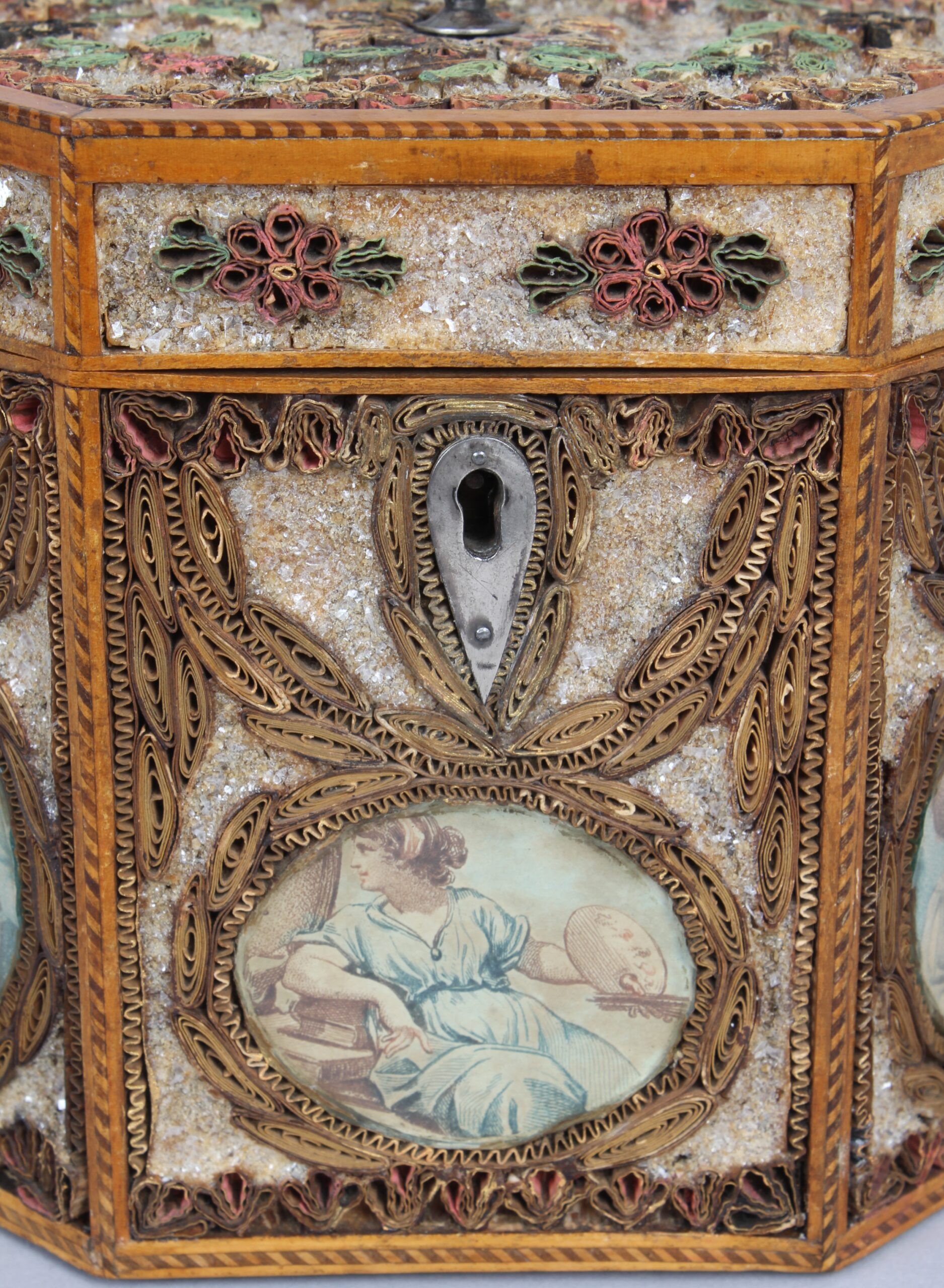 Fine George III period rolled paper tea caddy