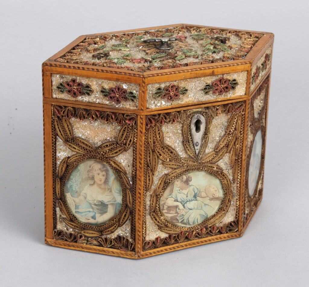 Fine George III period rolled paper tea caddy