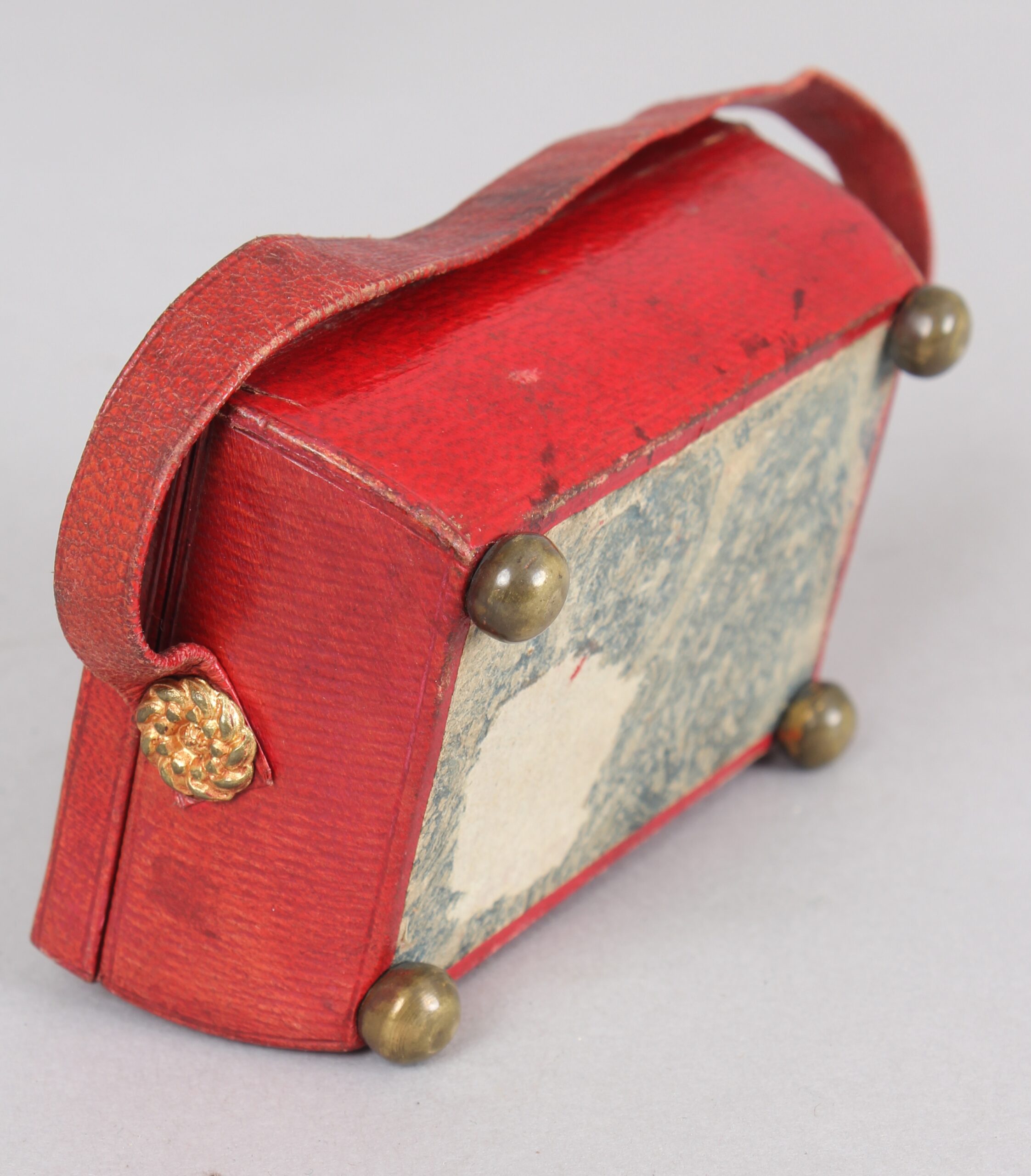 Regency red leather & gilt miniature work-box