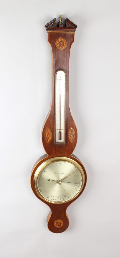 Early 19th century mahogany wheel barometer by F Salteri & Co.
