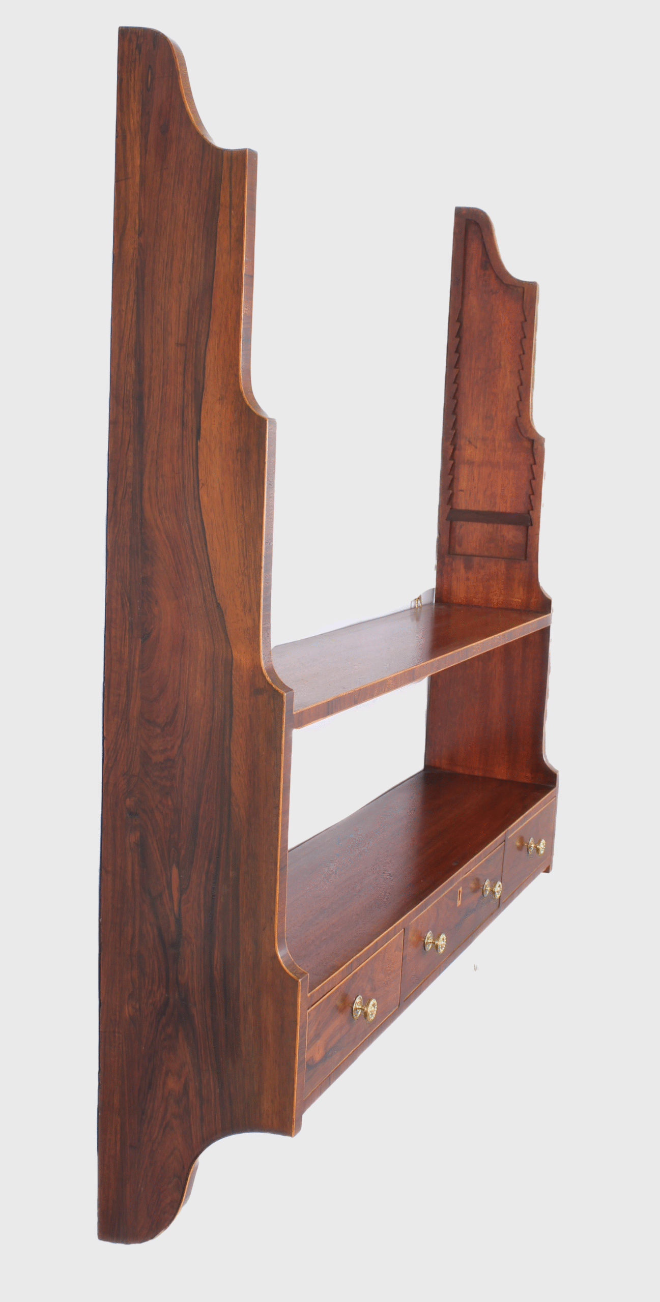 Unusual George III period mahogany hanging shelves