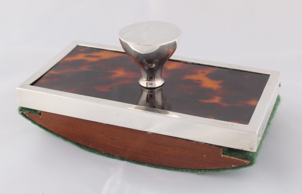 Sterling silver and tortoiseshell rocker blotter