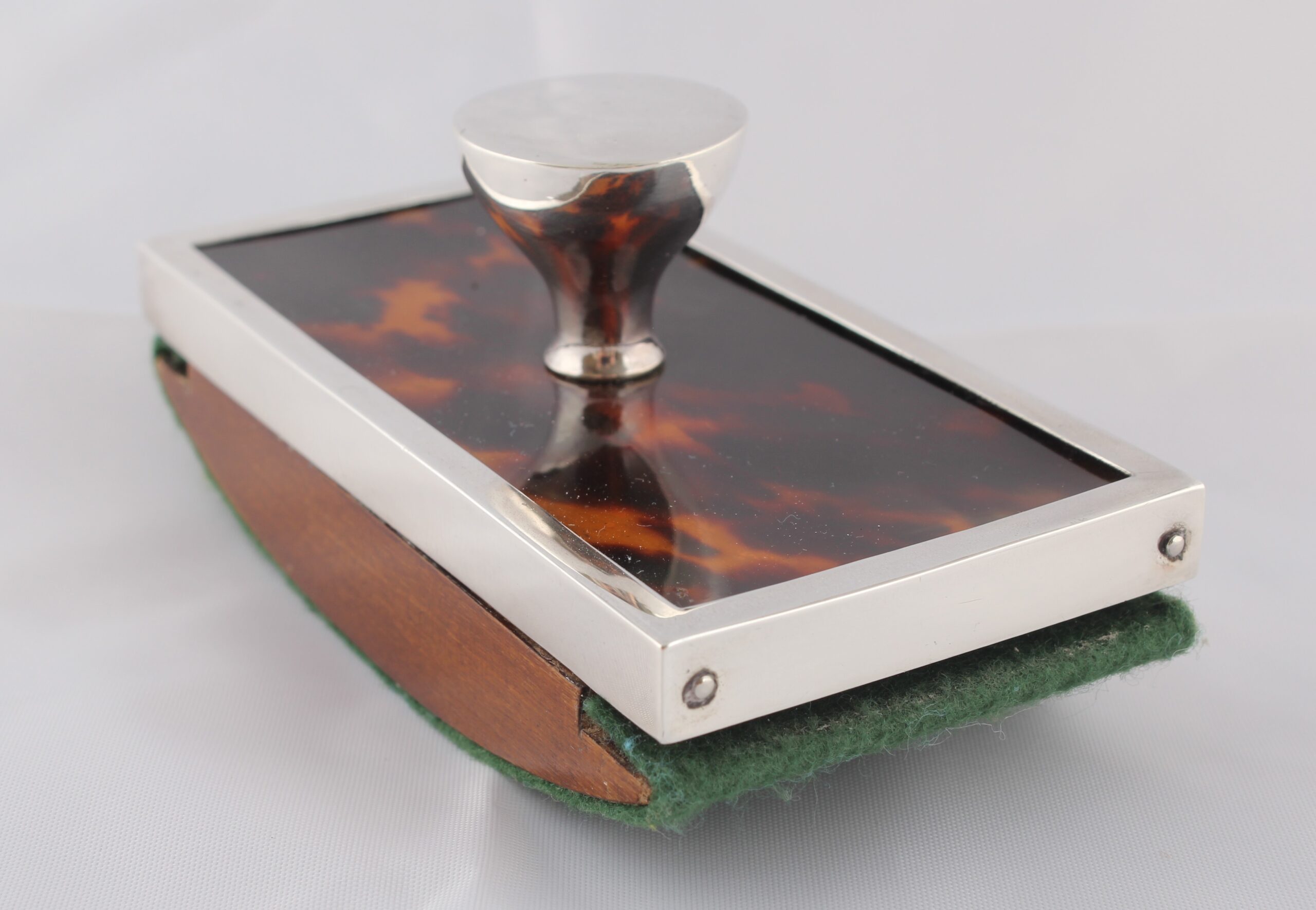 Sterling silver and tortoiseshell rocker blotter