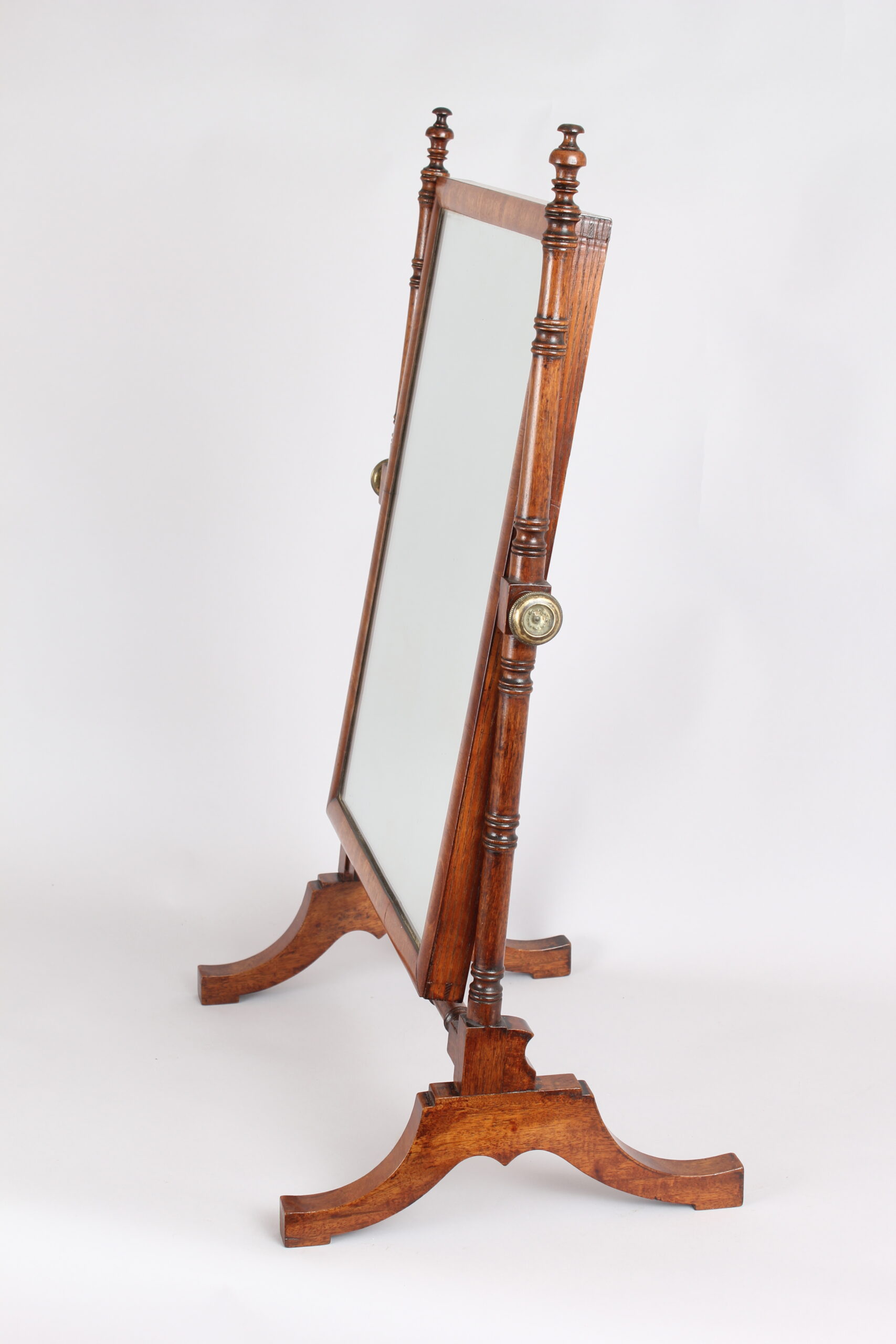 Mahogany dressing table mirror of cheval form
