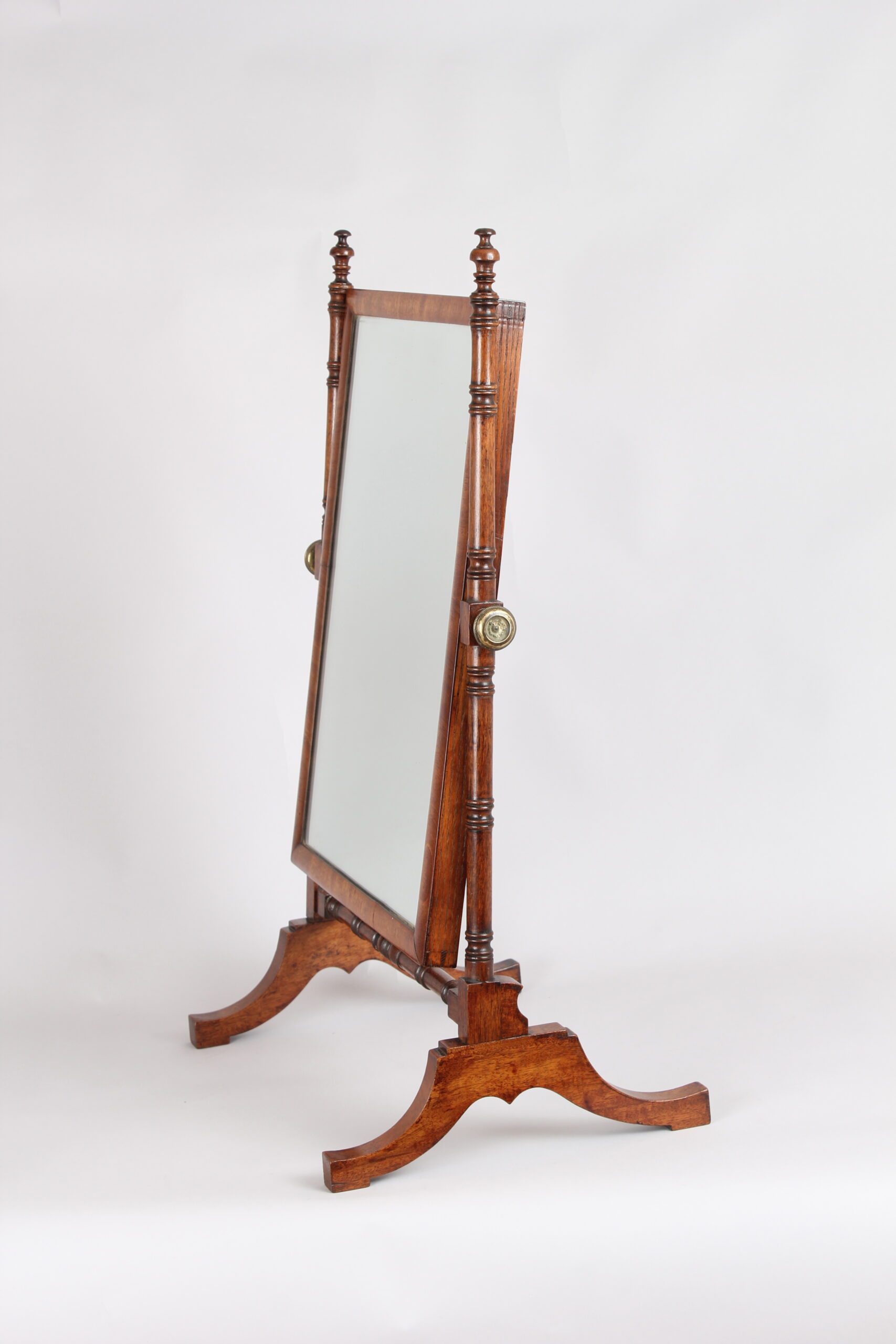 Mahogany dressing table mirror of cheval form