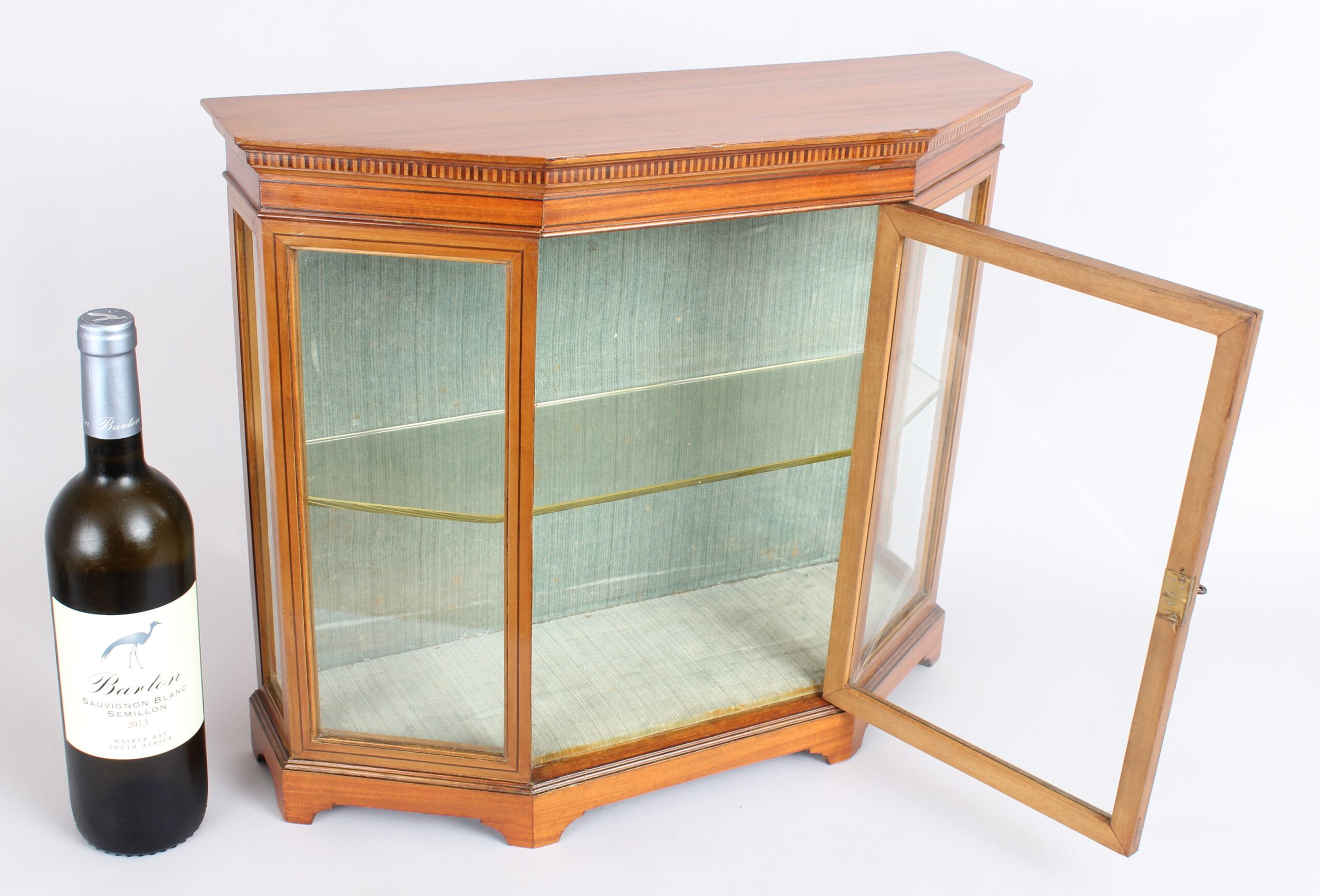 An Edwardian satinwood miniature glazed display cabinet