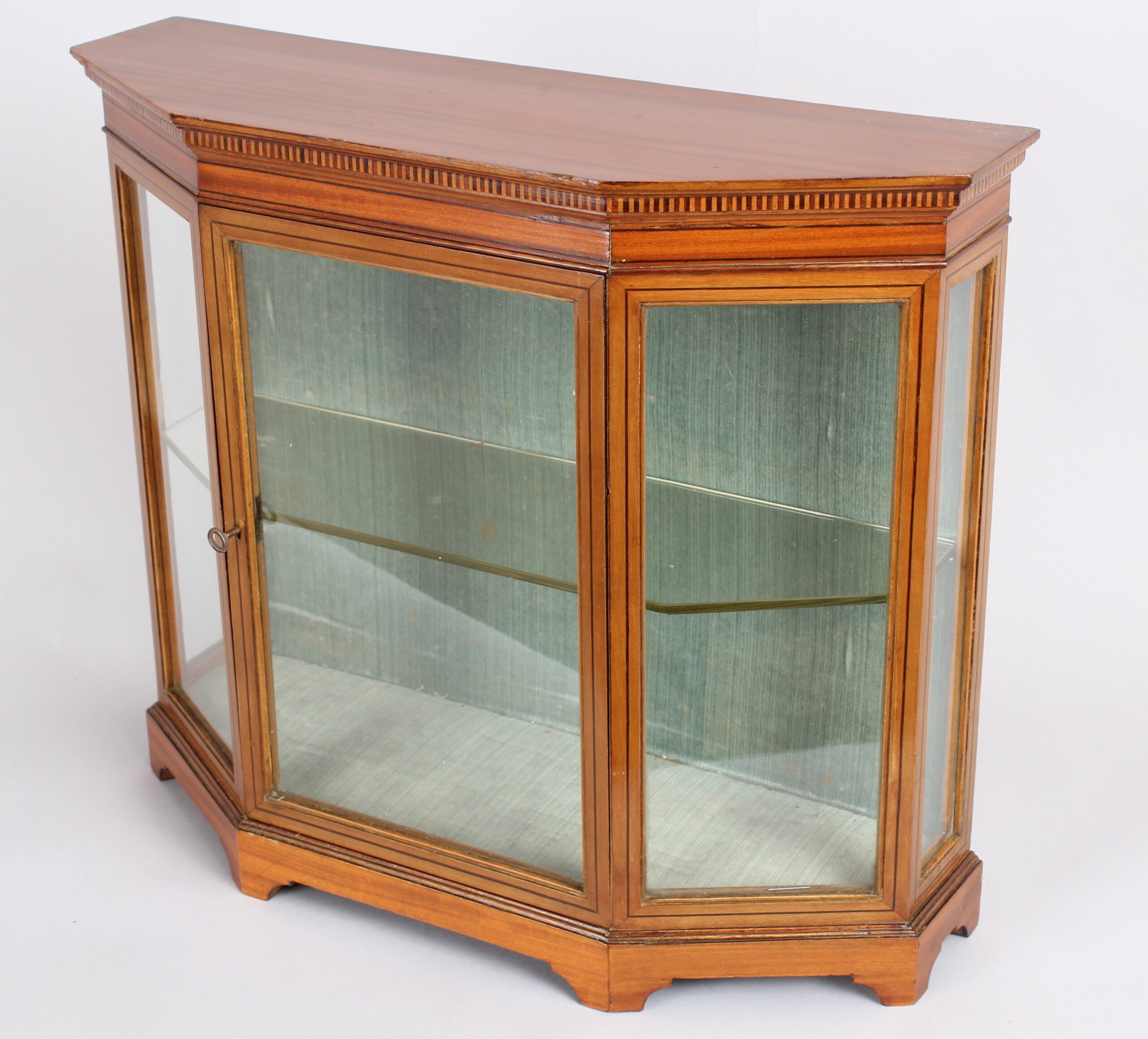 An Edwardian satinwood miniature glazed display cabinet
