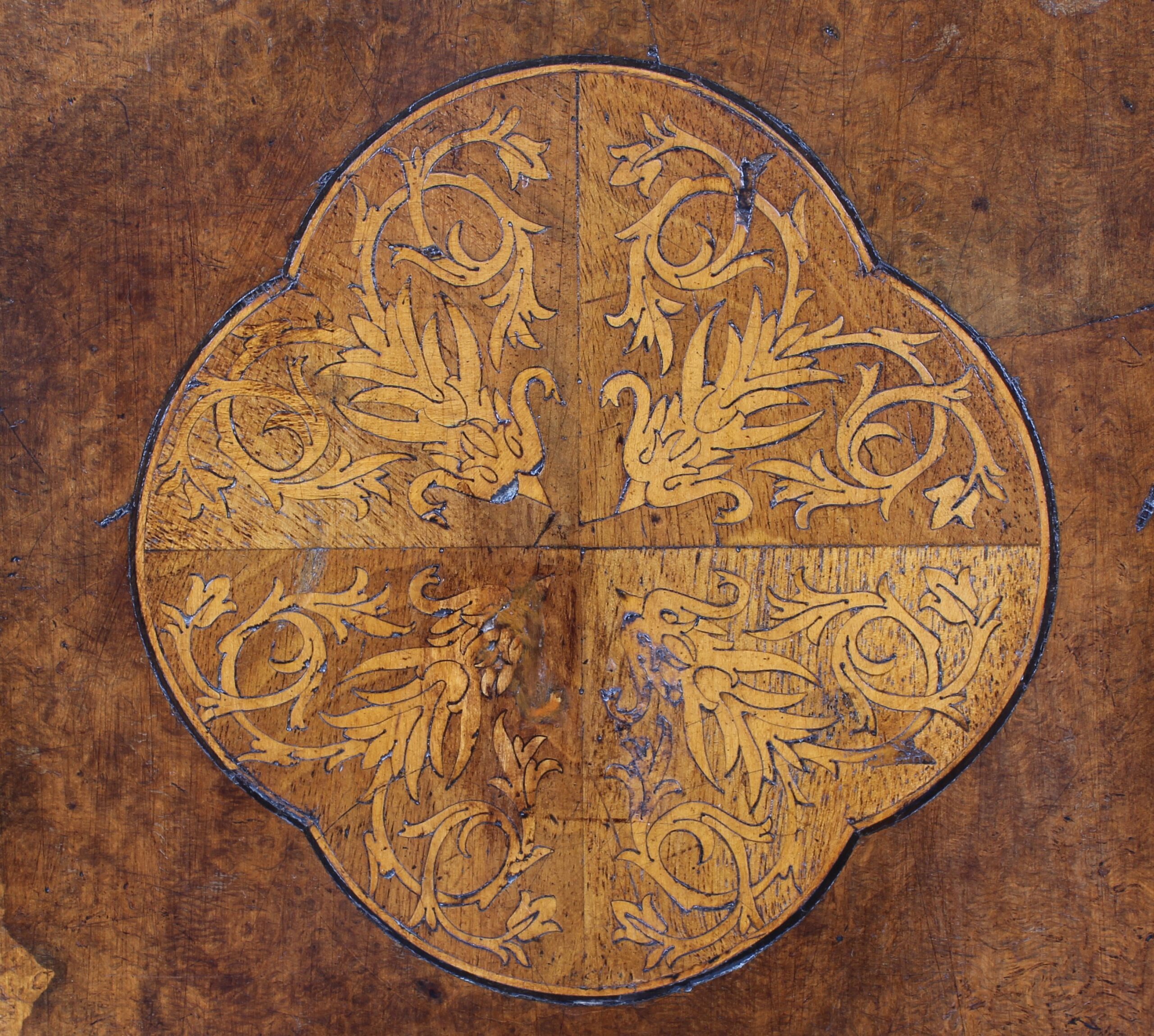 Edwardian burr walnut and parquetry Sutherland table of rare form