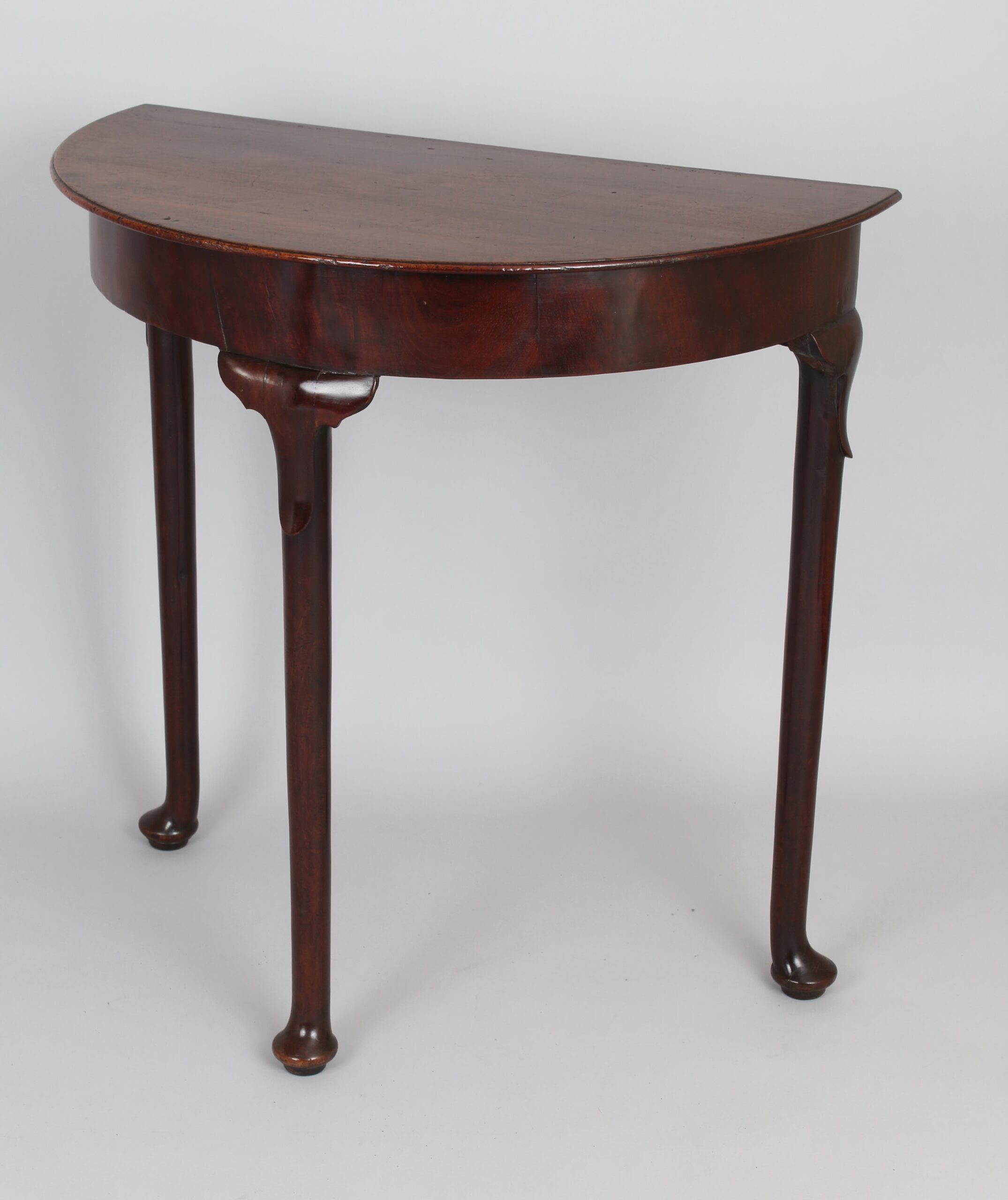 George II walnut half round side table