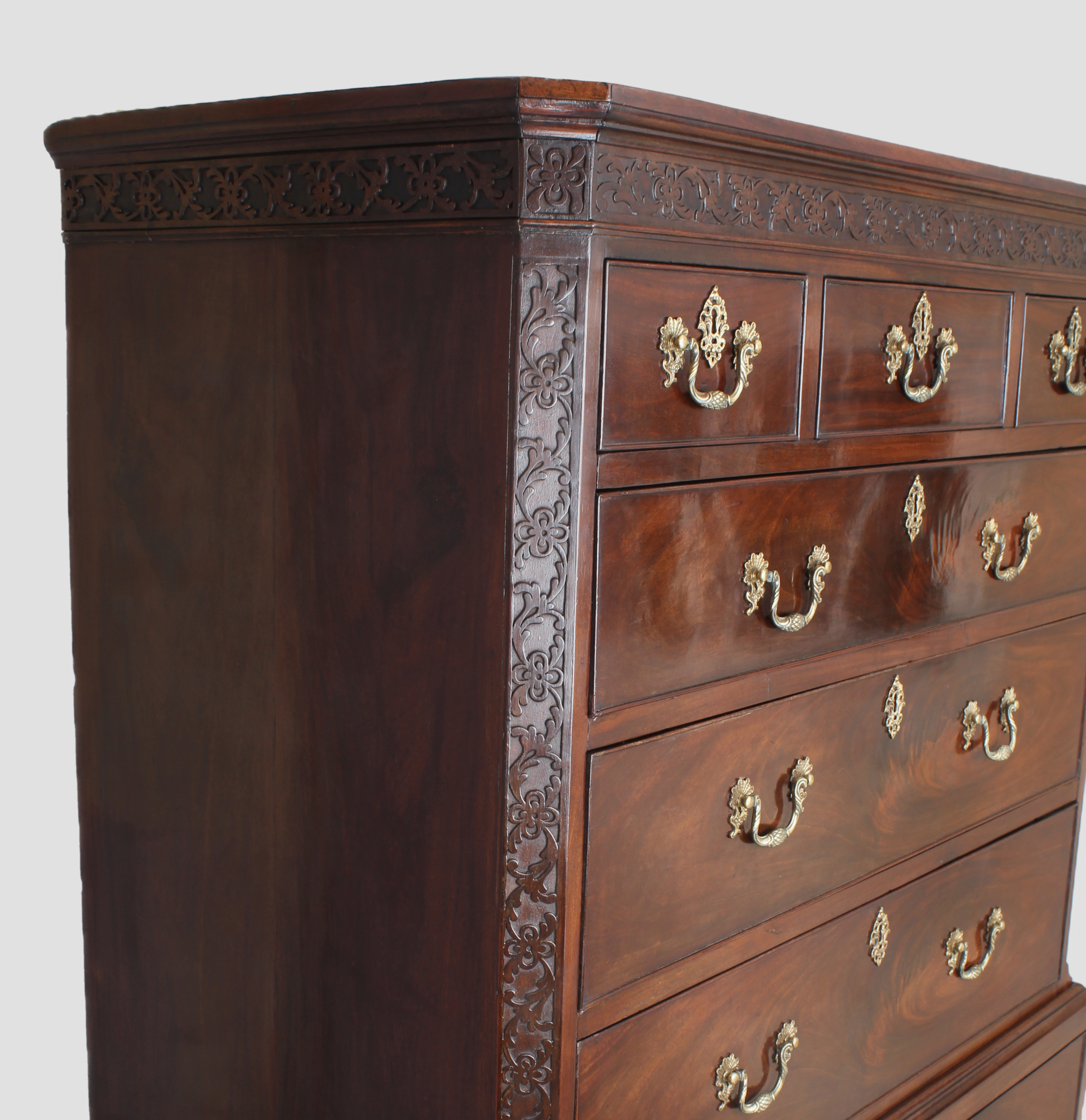 George III period mahogany tallboy / chest on chest