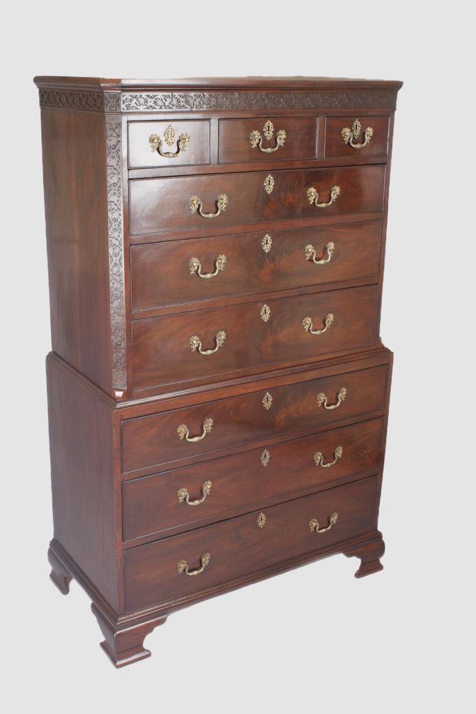 George III period mahogany tallboy / chest on chest