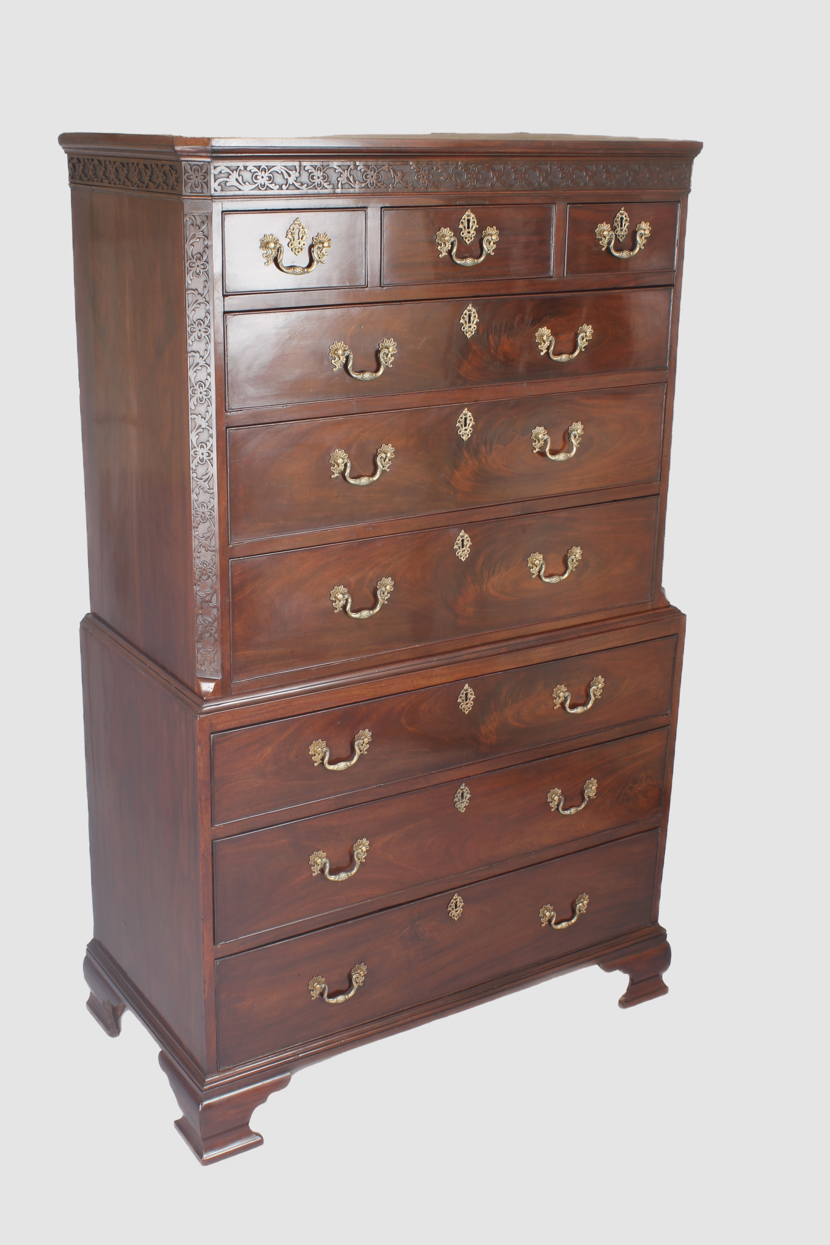George III period mahogany tallboy / chest on chest