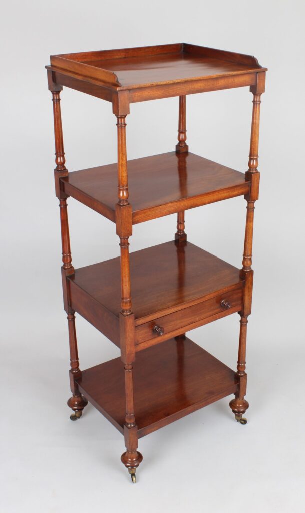 Early 19th century mahogany whatnot with four tiers