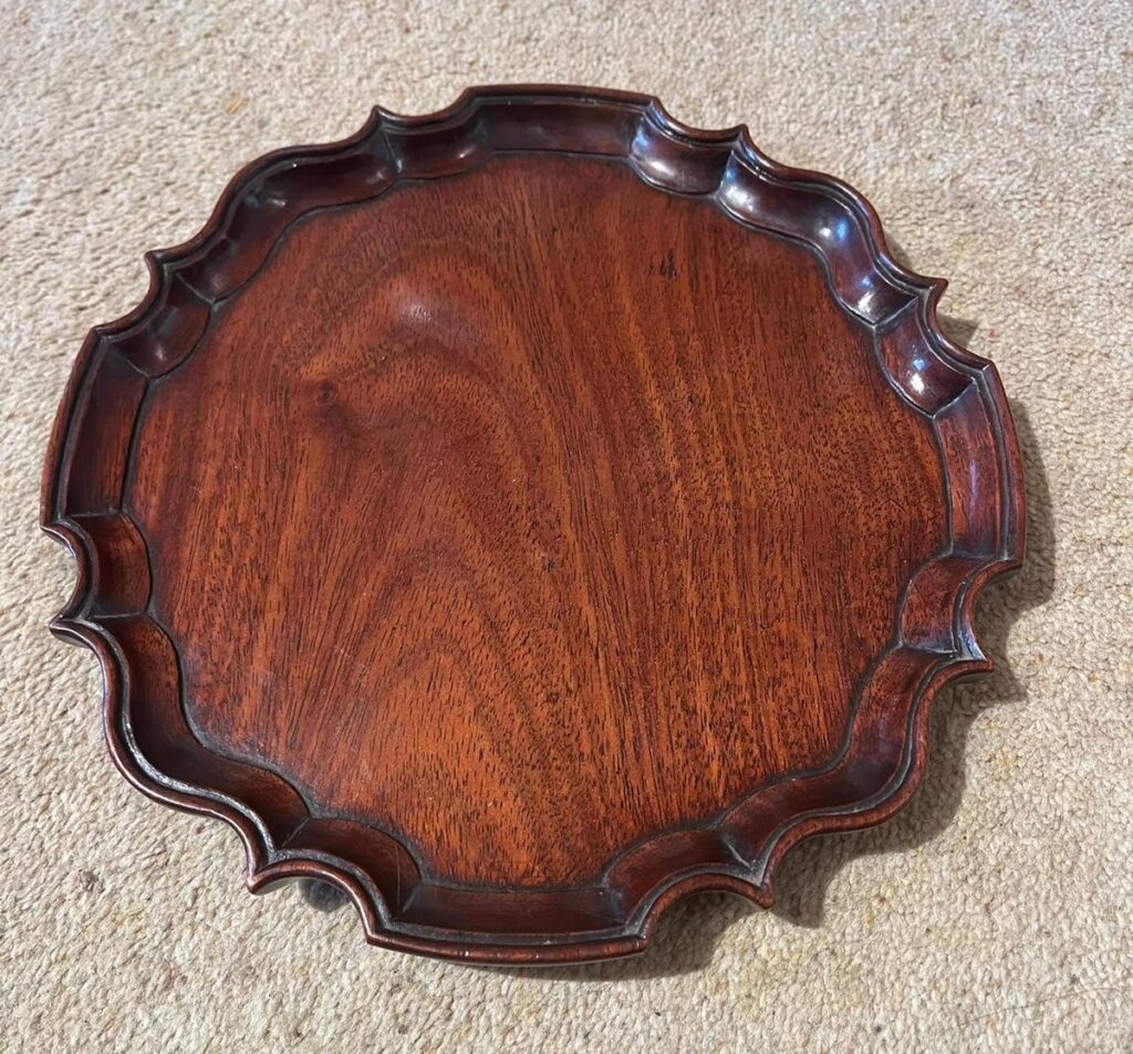 Circular mahogany tray