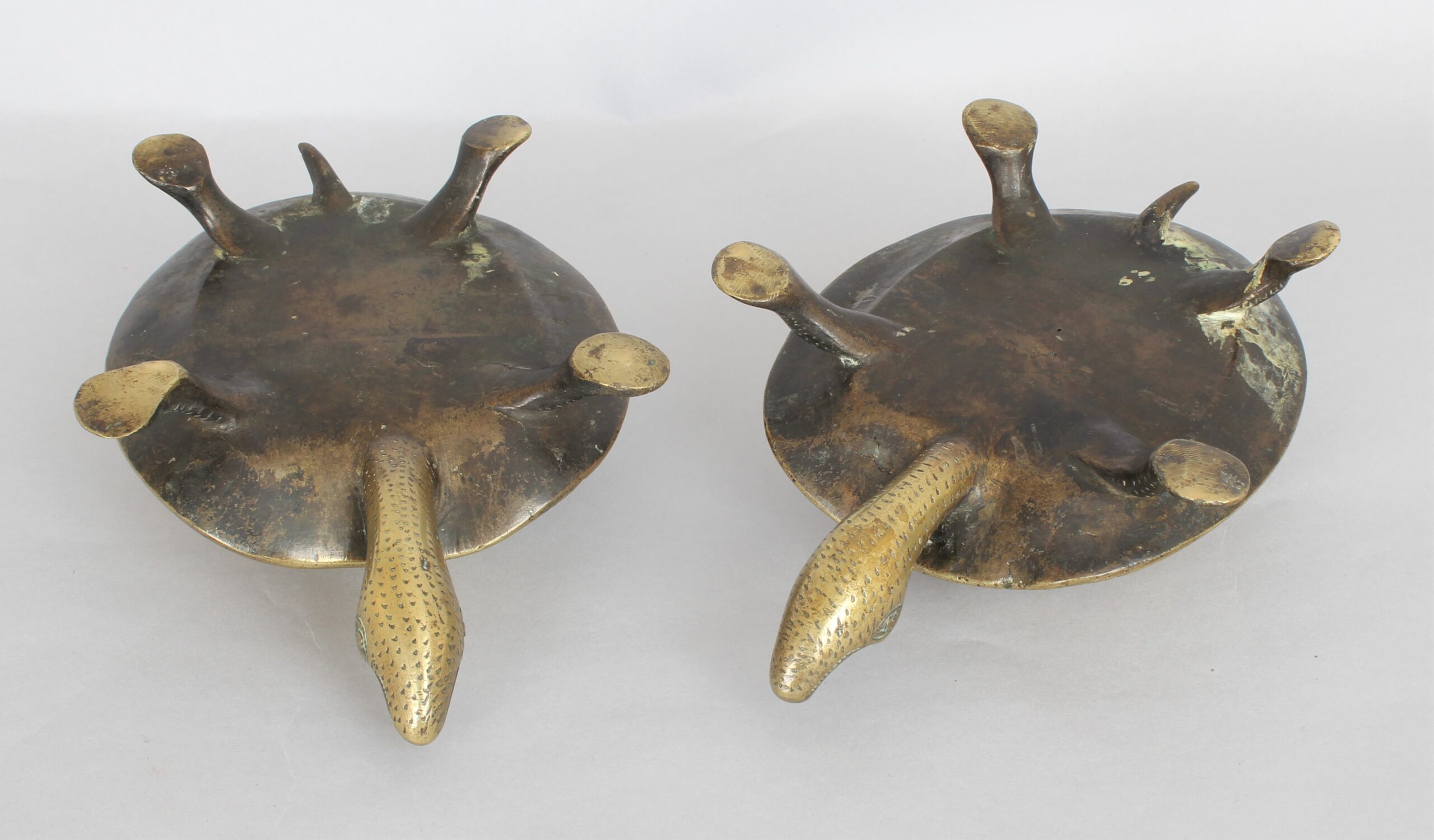 Pair of 19th century solid brass Turtles