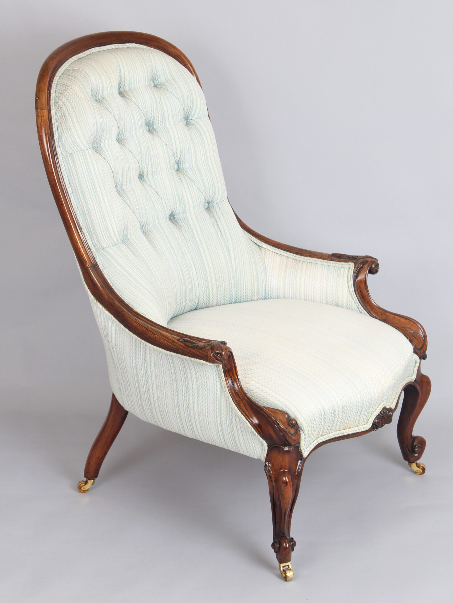 Good quality pair of early Victorian rosewood arm-chairs