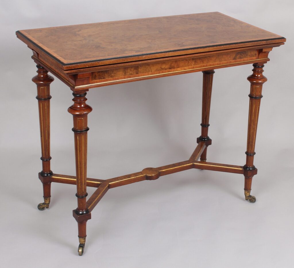 Victorian burr walnut card-table by Gillow & Co of Lancaster
