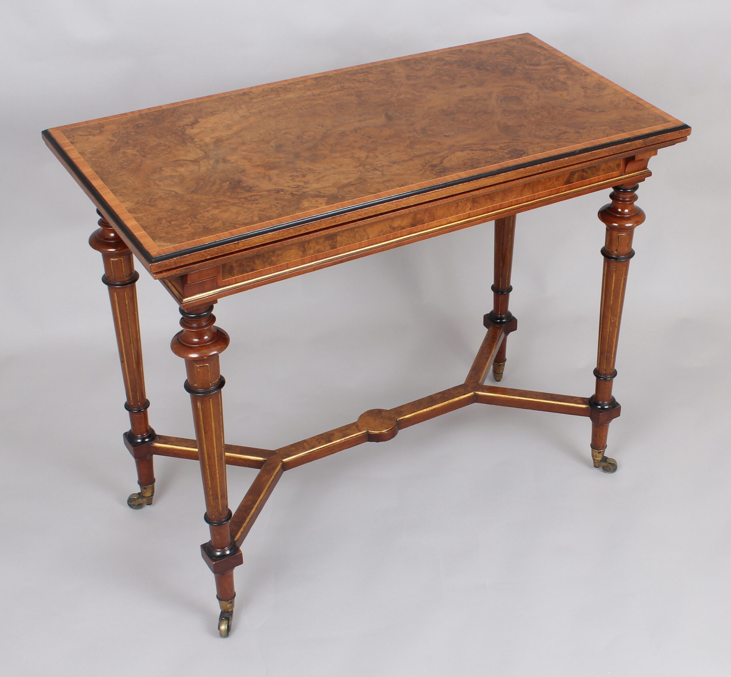 Victorian burr walnut card-table by Gillow & Co of Lancaster