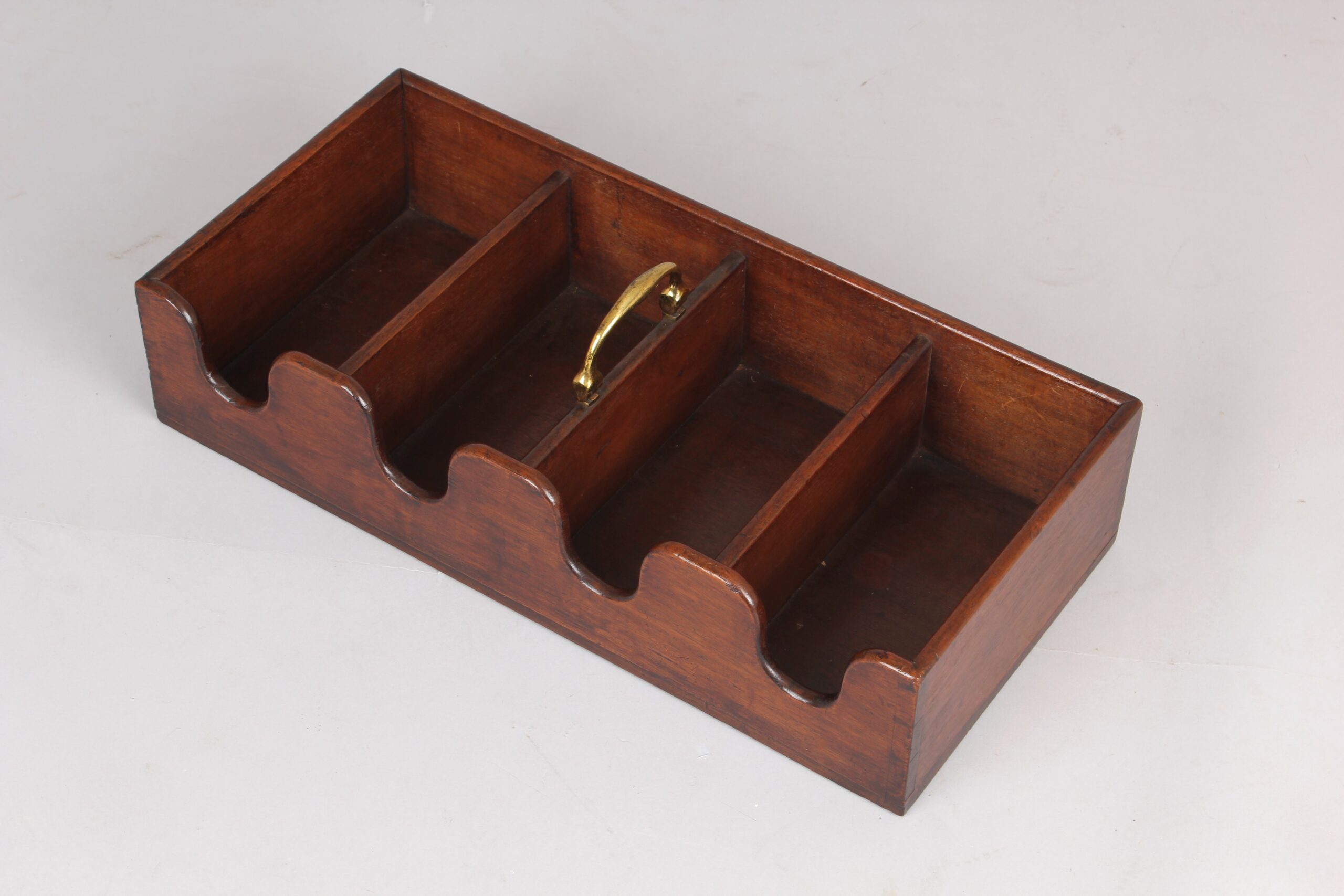 George III mahogany four bottle rectangular wine carrier