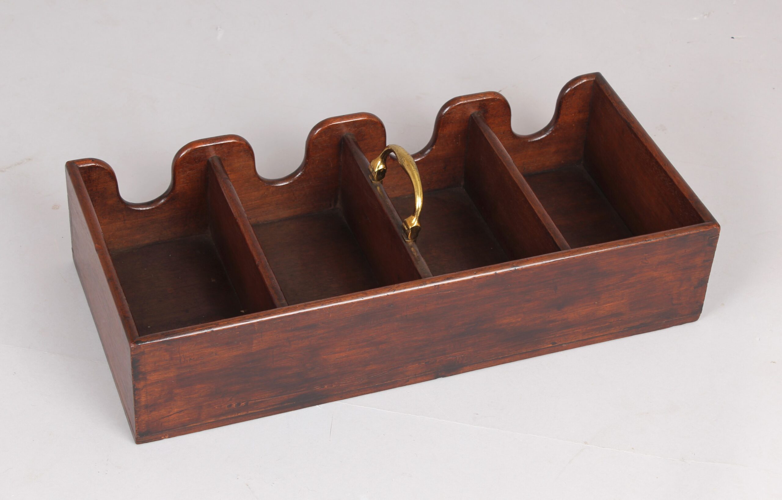 George III mahogany four bottle rectangular wine carrier