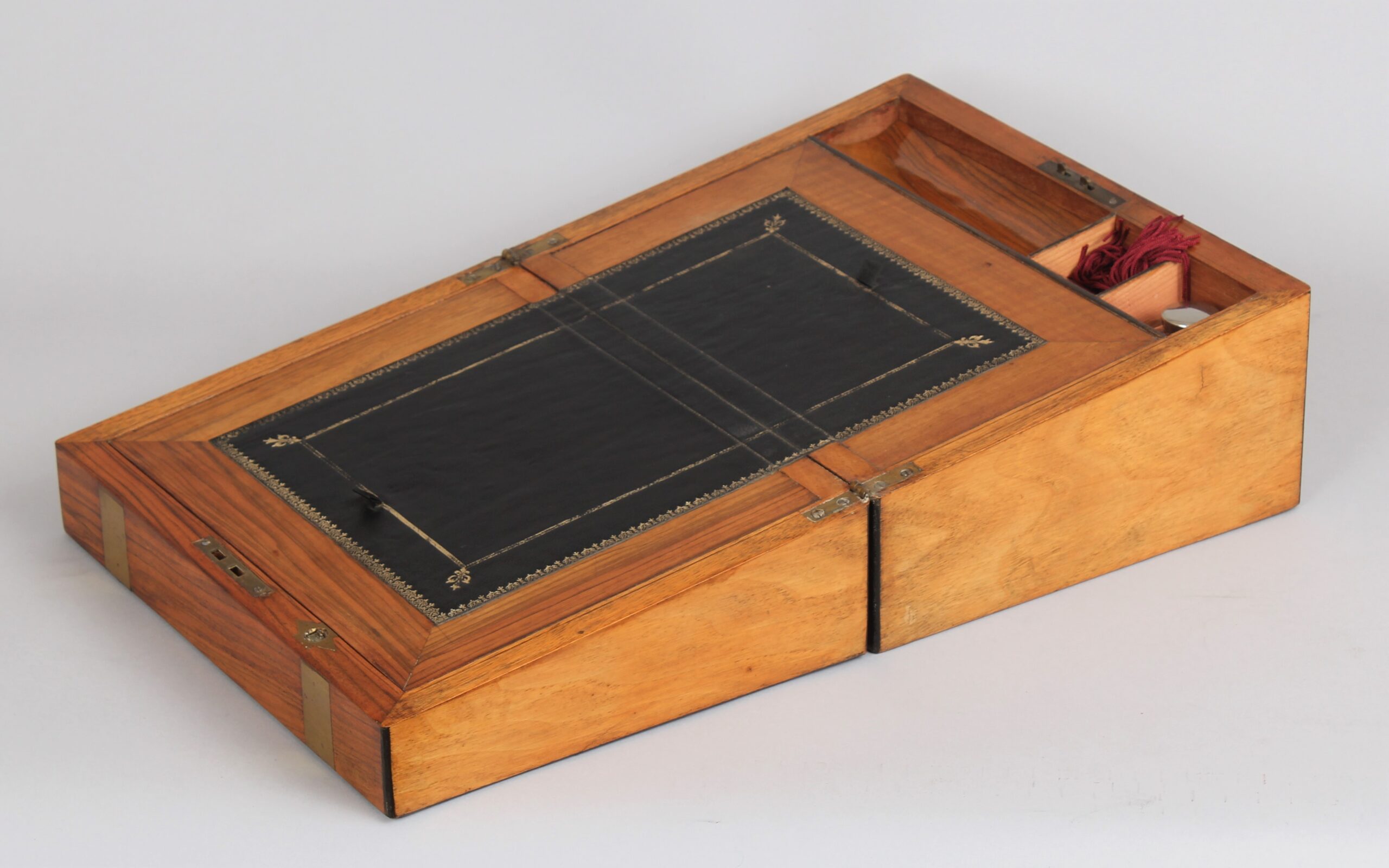 Victorian golden walnut writing box